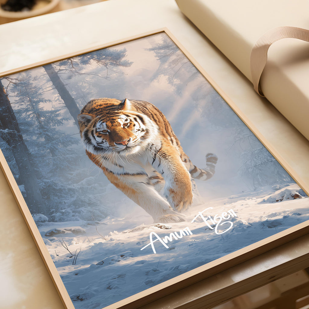 Amur Tiger Framed Poster: Endangered Wildlife Kids Room Decor