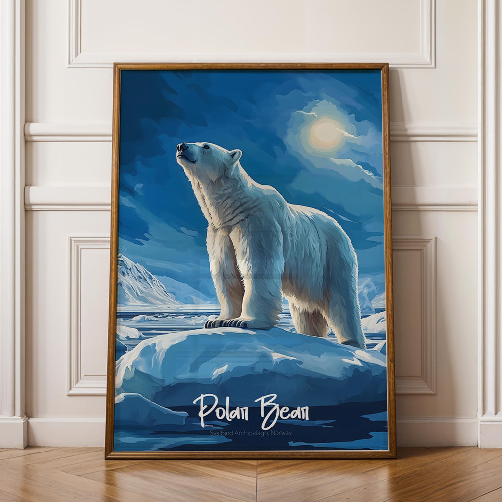 Polar Bear Art Print: Minimalist Scandinavian Wildlife Poster
