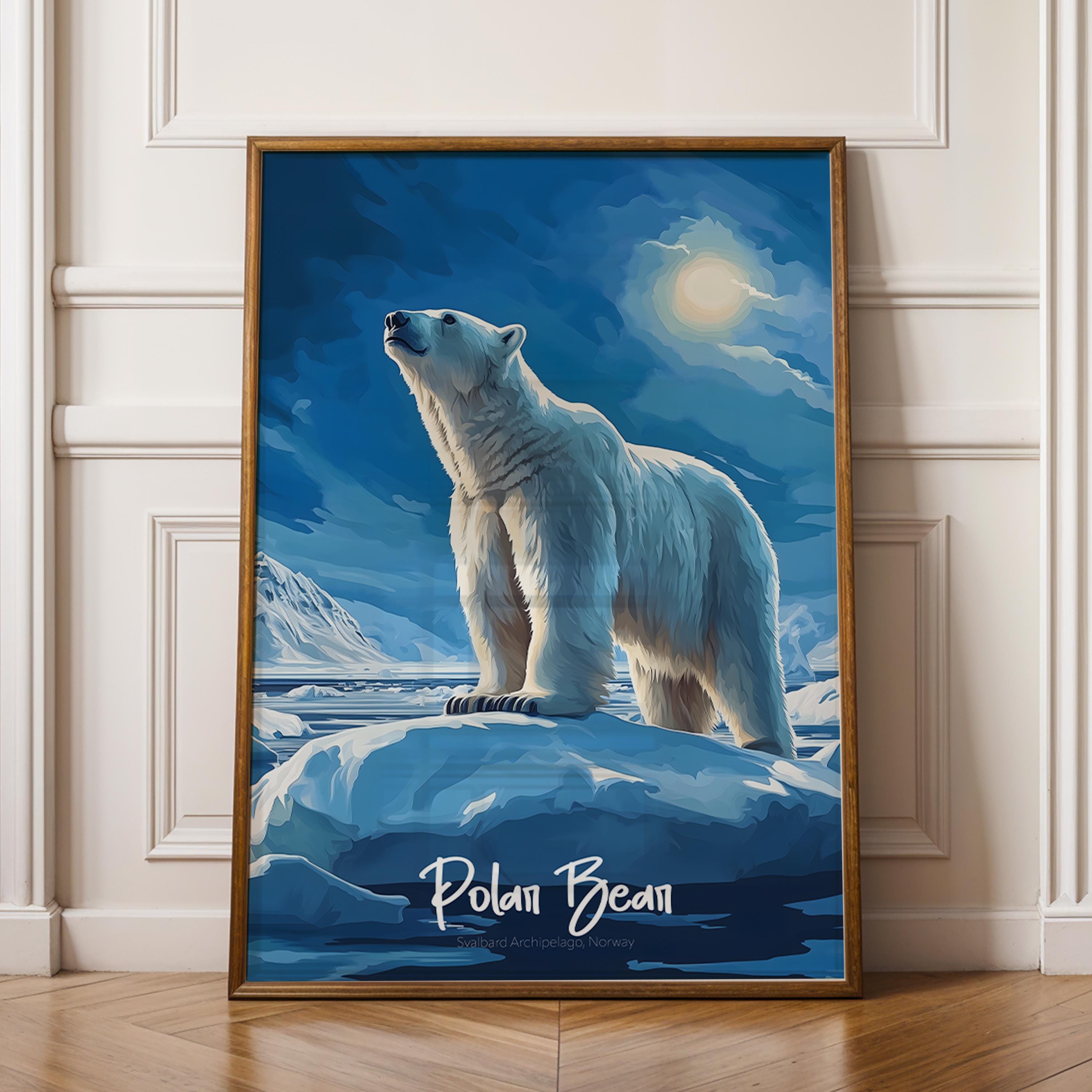 Polar Bear Art Print: Minimalist Scandinavian Wildlife Poster