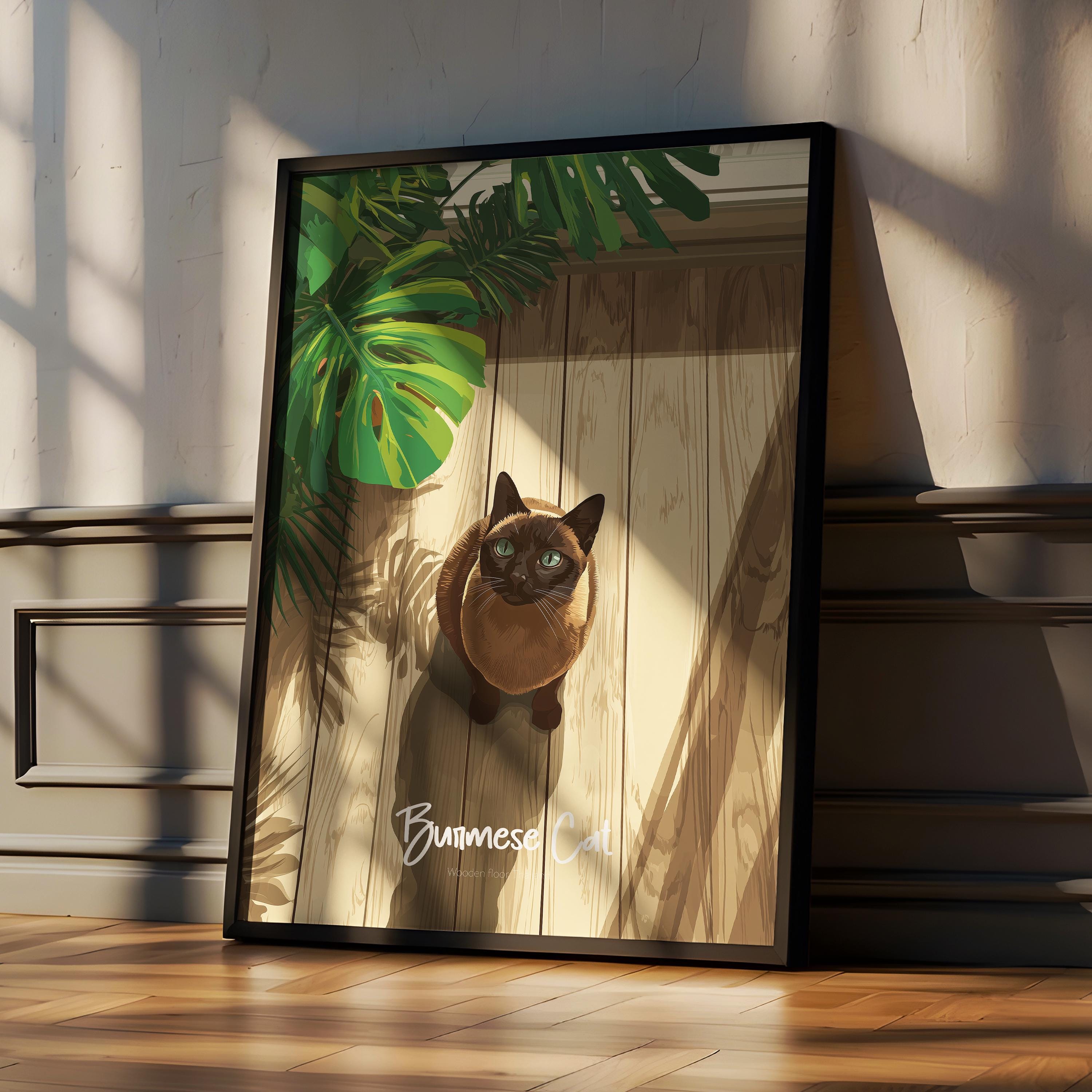 Burmese Cat Art Print: Elegant Shorthaired Cat Poster