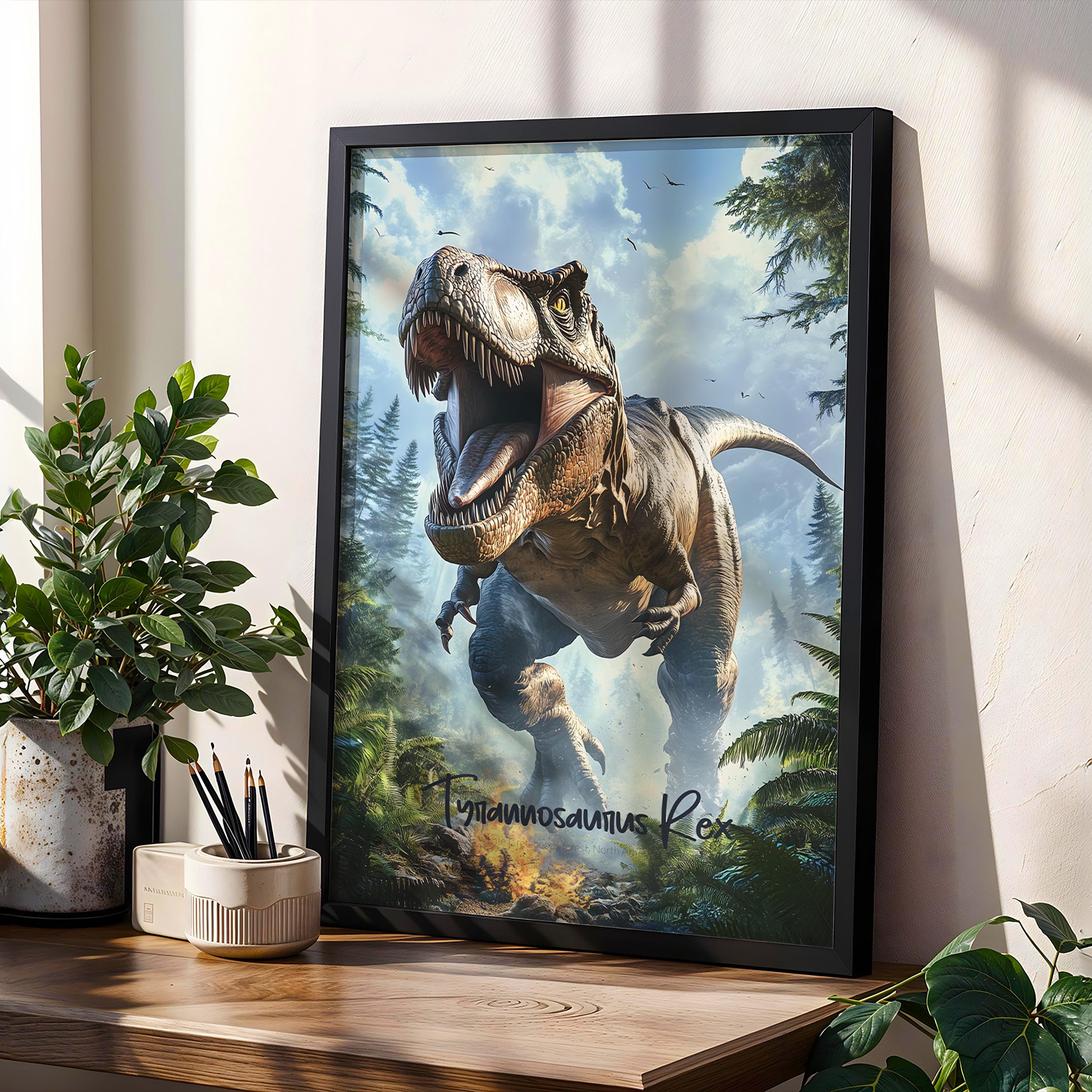 Tyrannosaurus Rex Framed Poster: Jurassic Kids Room Wall Art