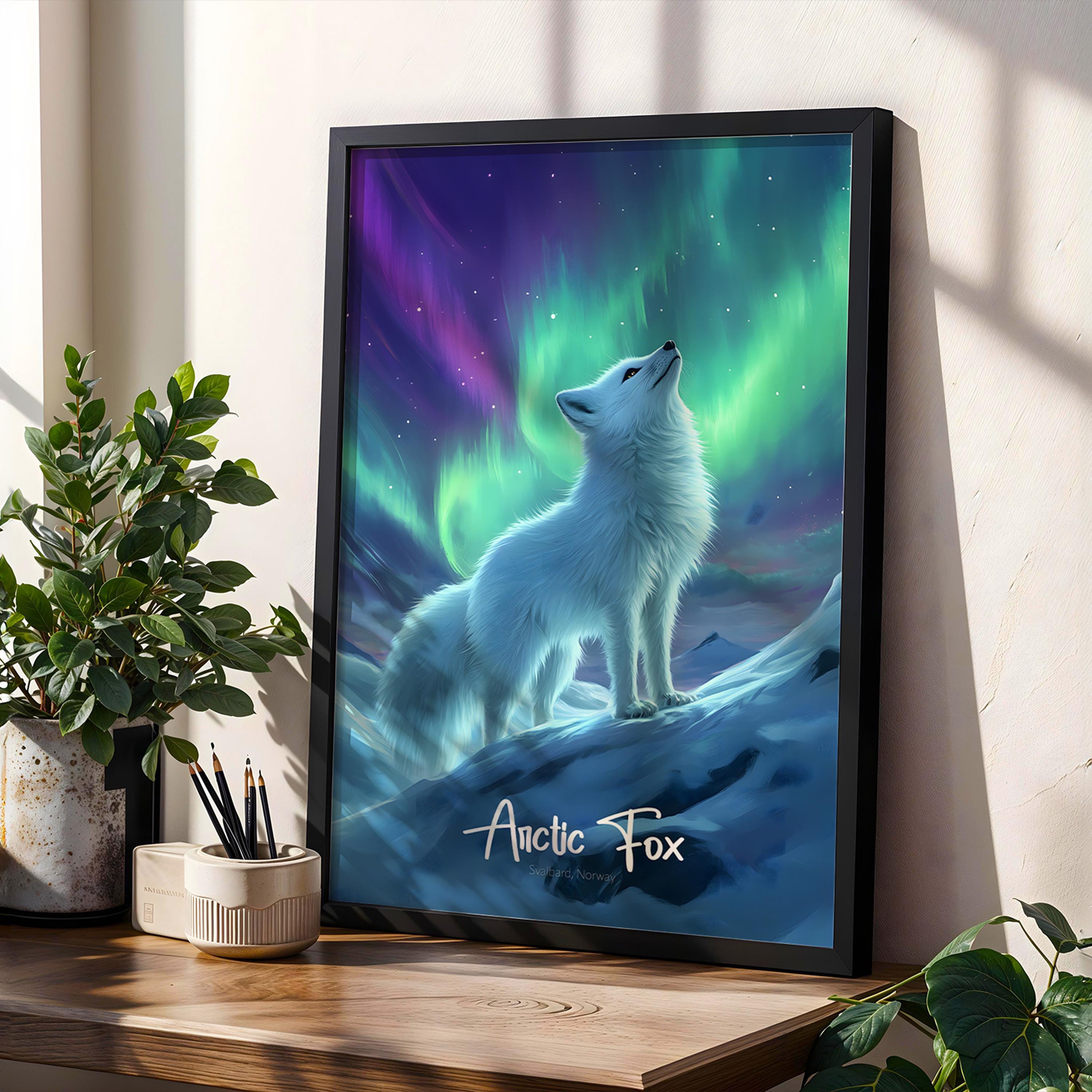 Arctic Fox Print: Norway Winter Wildlife Illustration