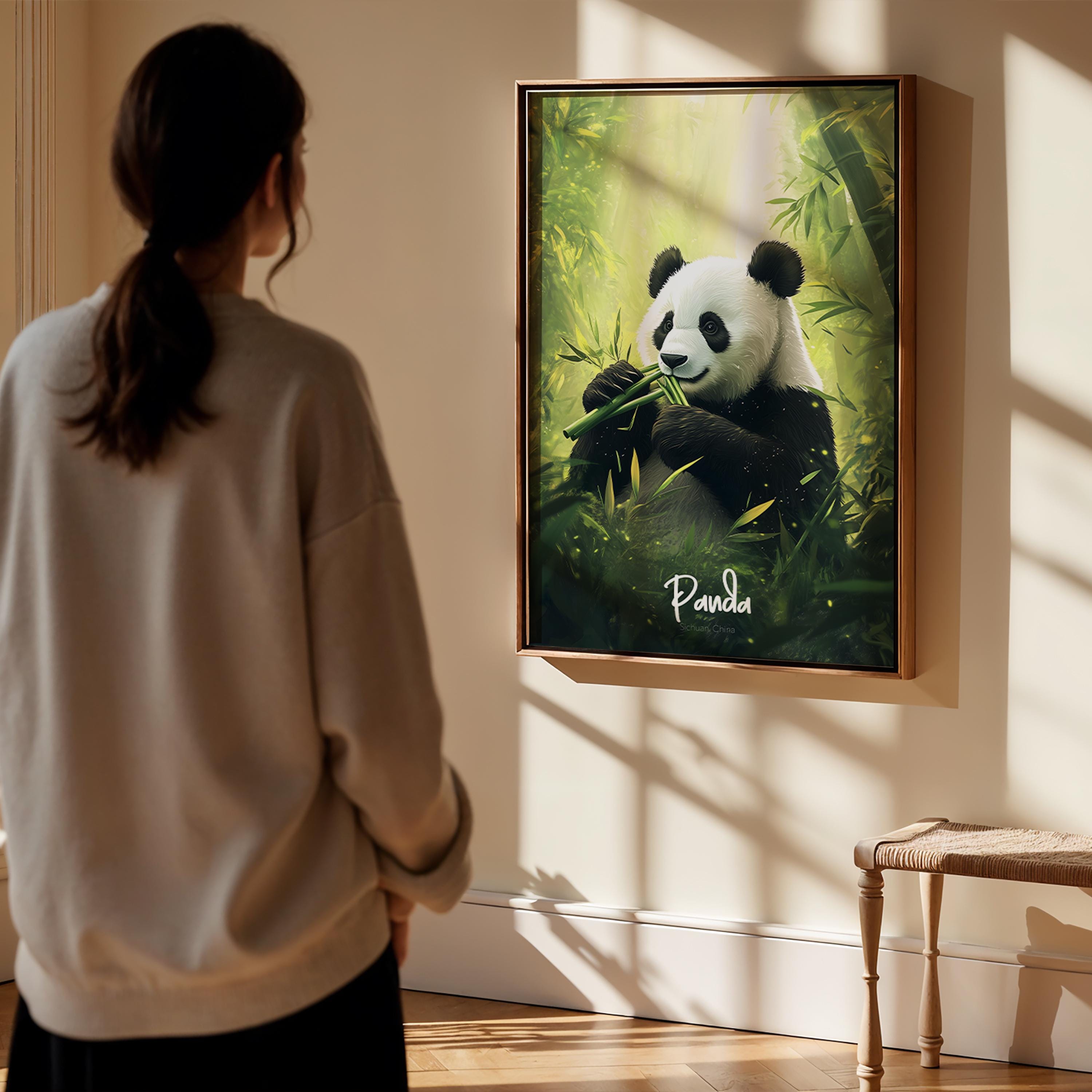 Panda Wall Art - Cute Nursery Decor, Kids Room Illustration, Animal Print for Baby Shower Gift & Playroom Decoration