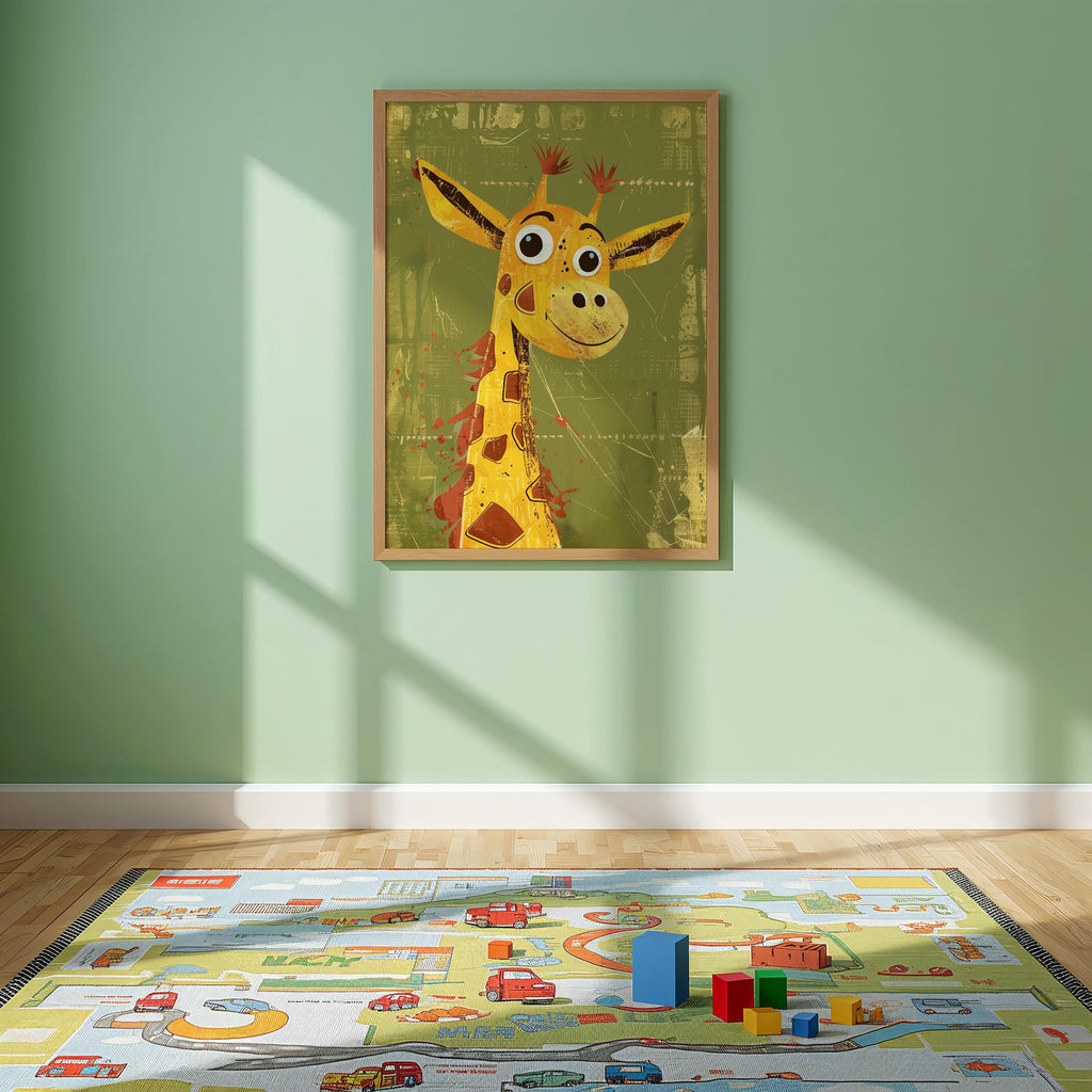 Giraffe Nursery Wall Art – Safari Animal Print for Kids