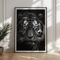 Monochrome Tiger Wall Art Print: Powerful Wildlife Decor