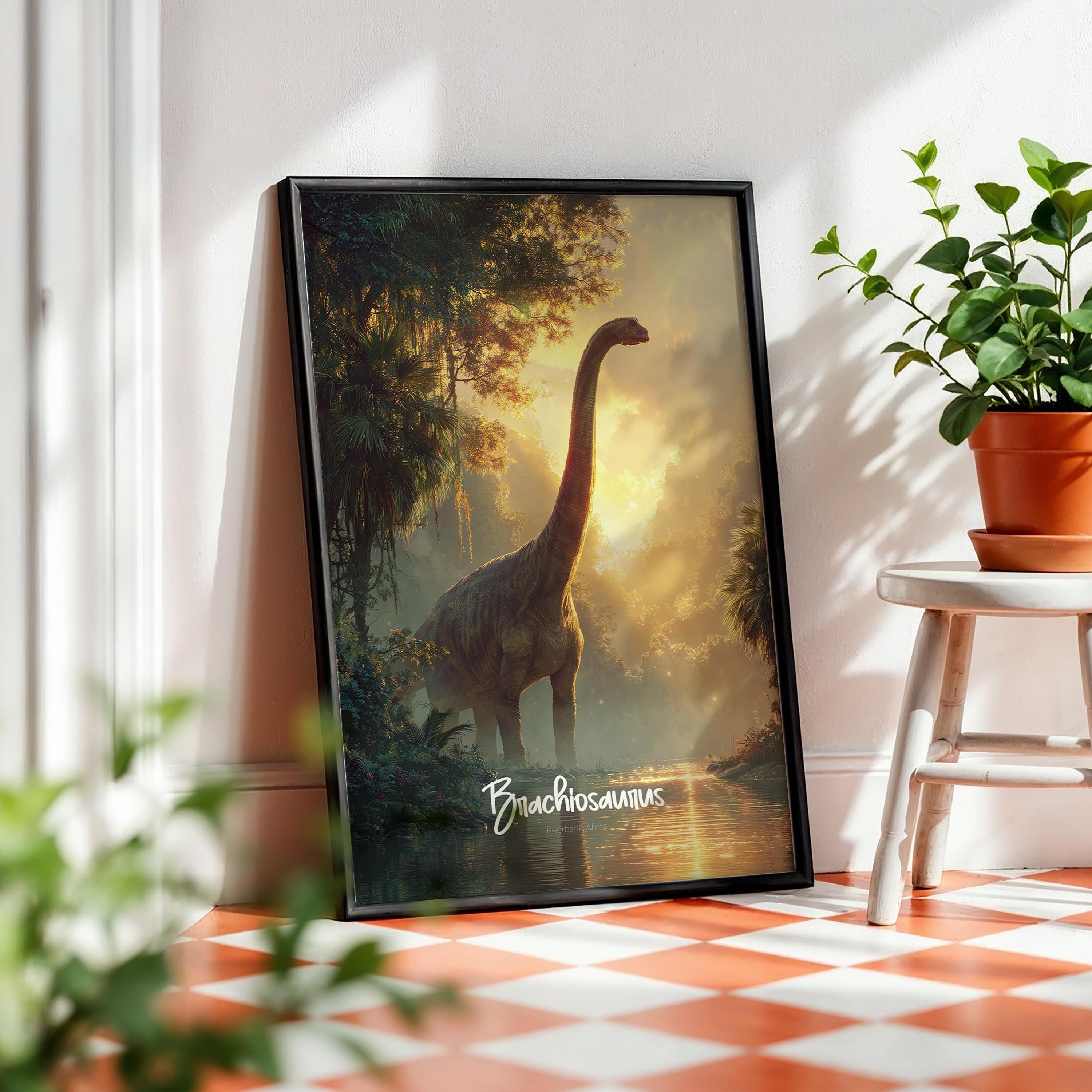 Brachiosaurus Framed Poster: Jurassic Nursery Wall Art