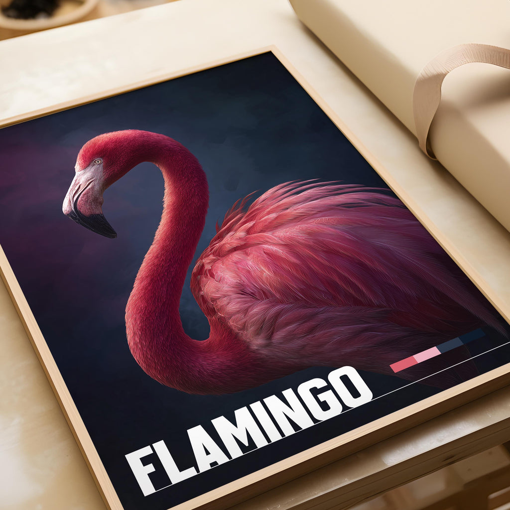 Flamingo Framed Poster: Tropical Bird Wall Art for Nursery or Kids Room