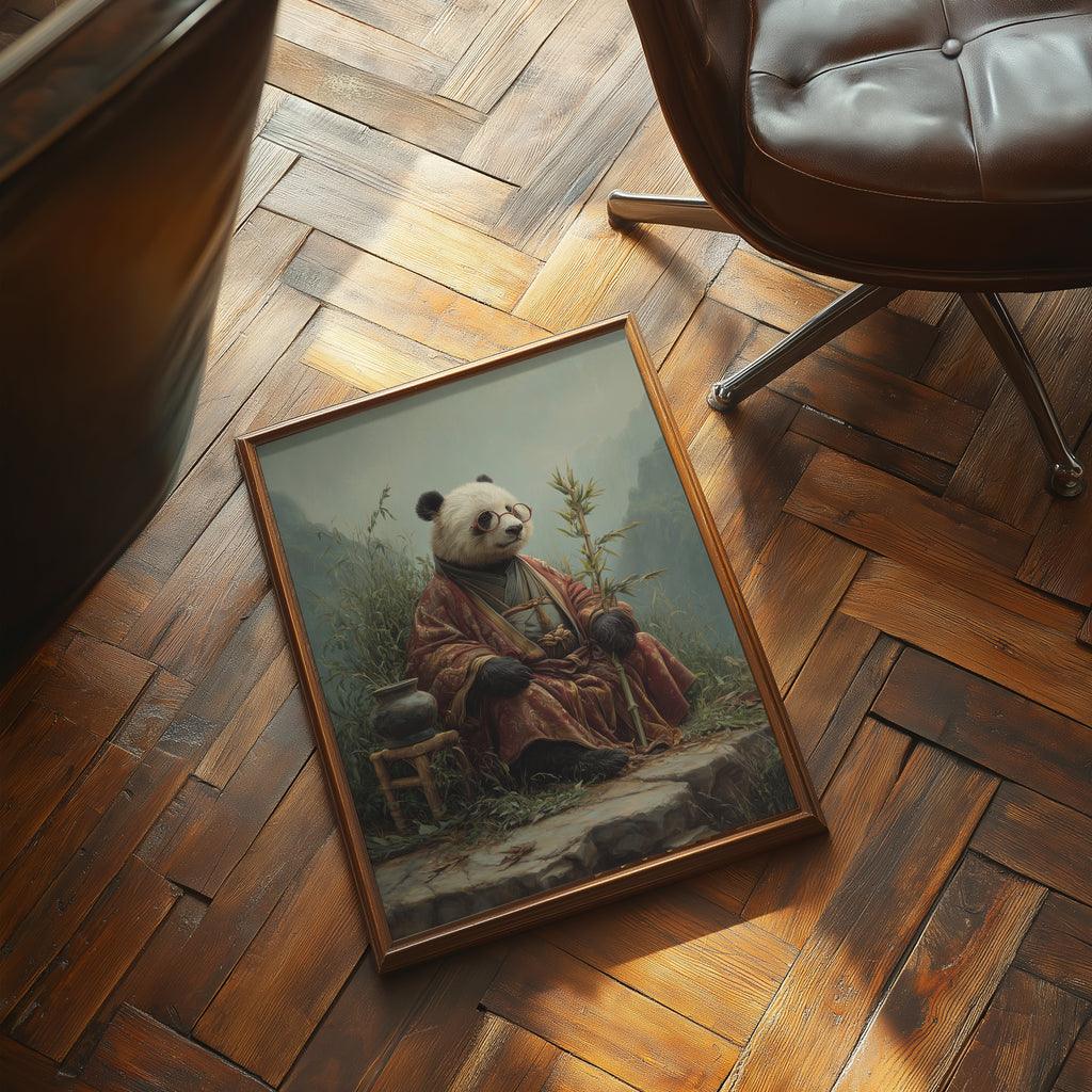 Wise Panda in Sichuan – Asian Animal Art Print, Nature Explorer Wall Decor