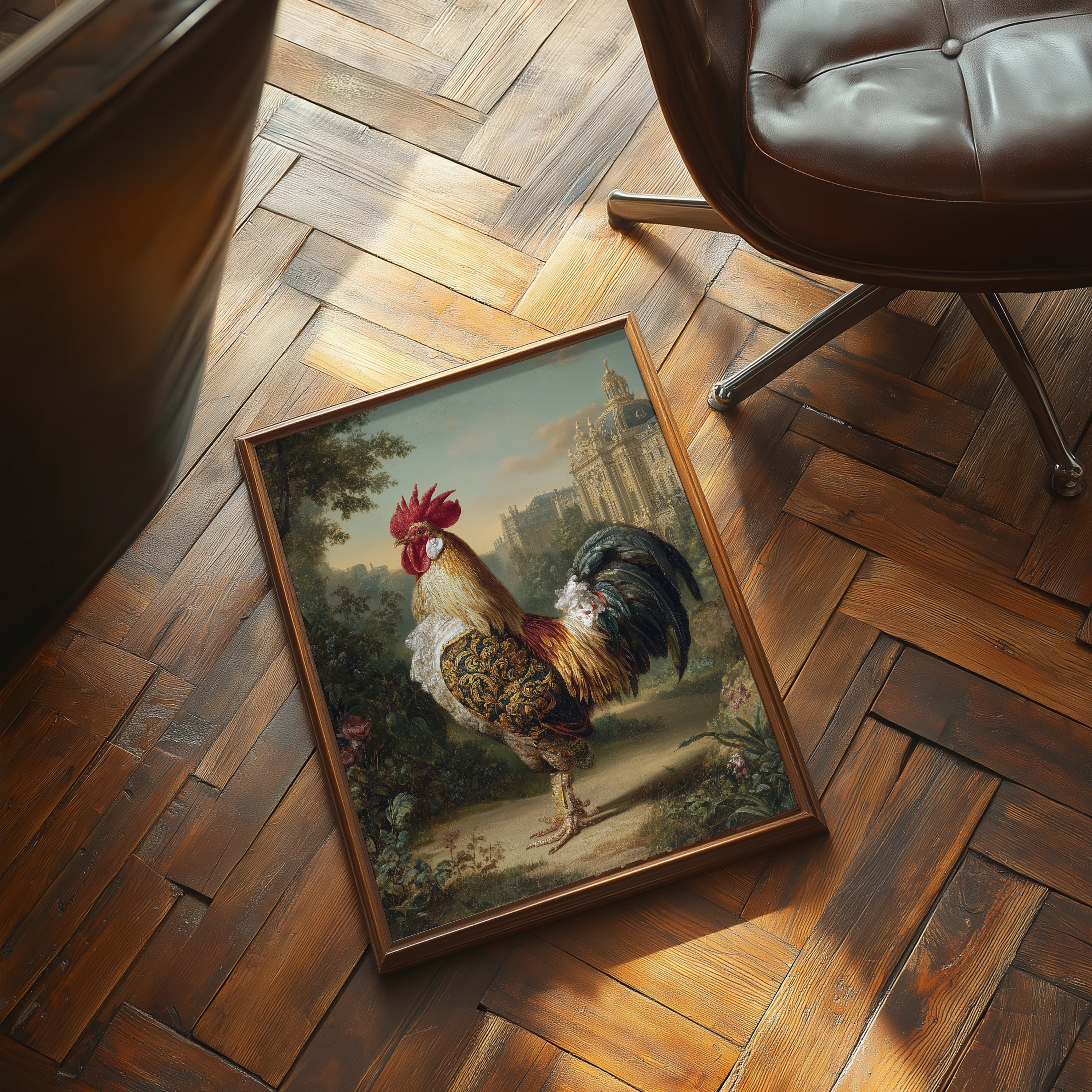 Versailles Rooster Poster – French Royal Animal Wall Art, Baroque Chicken Print