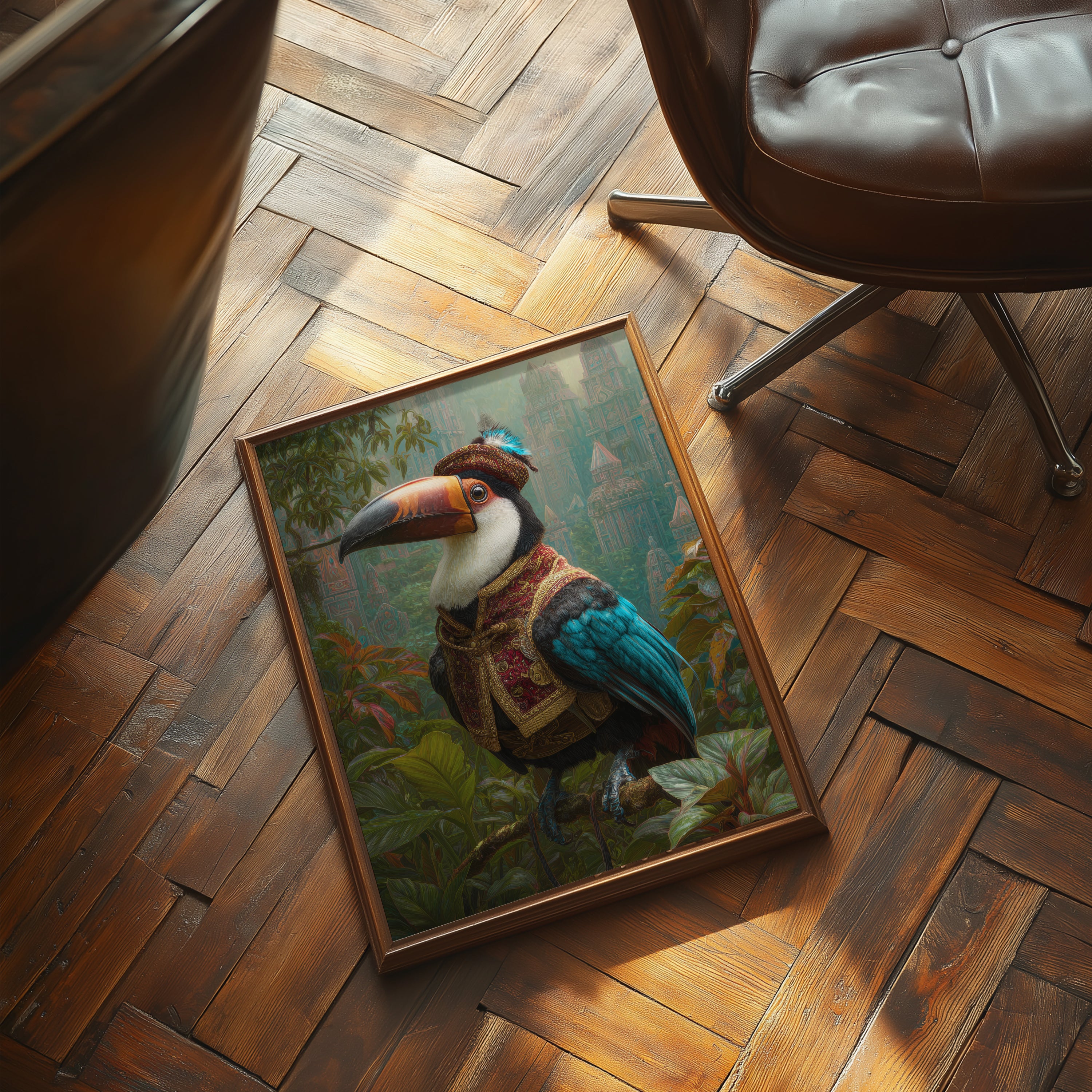 Toucan Explorer Print: Amazon Jungle Animal Portrait, Tropical Wall Art