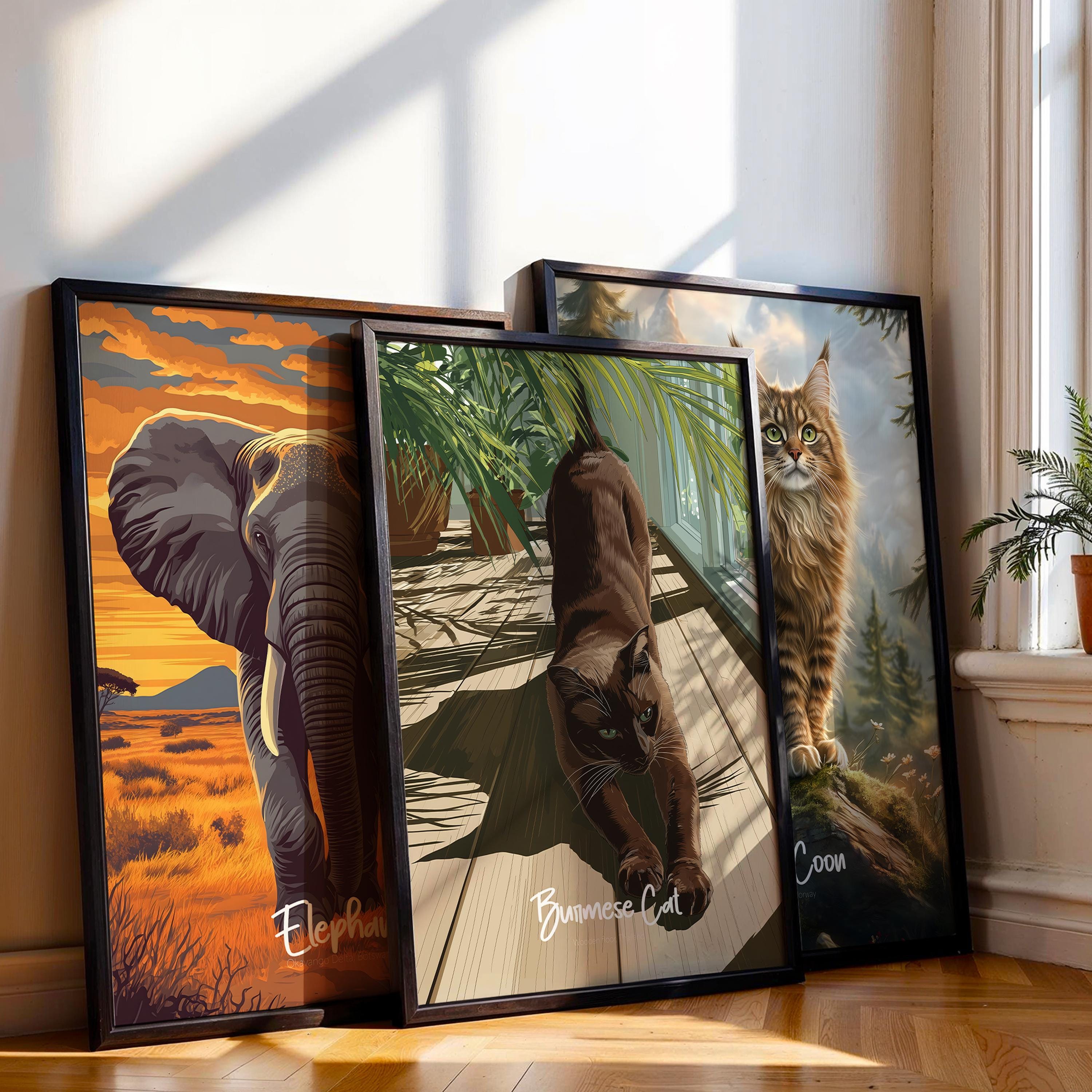 Burmese Cat Art Print – Playful Pet Portrait Poster