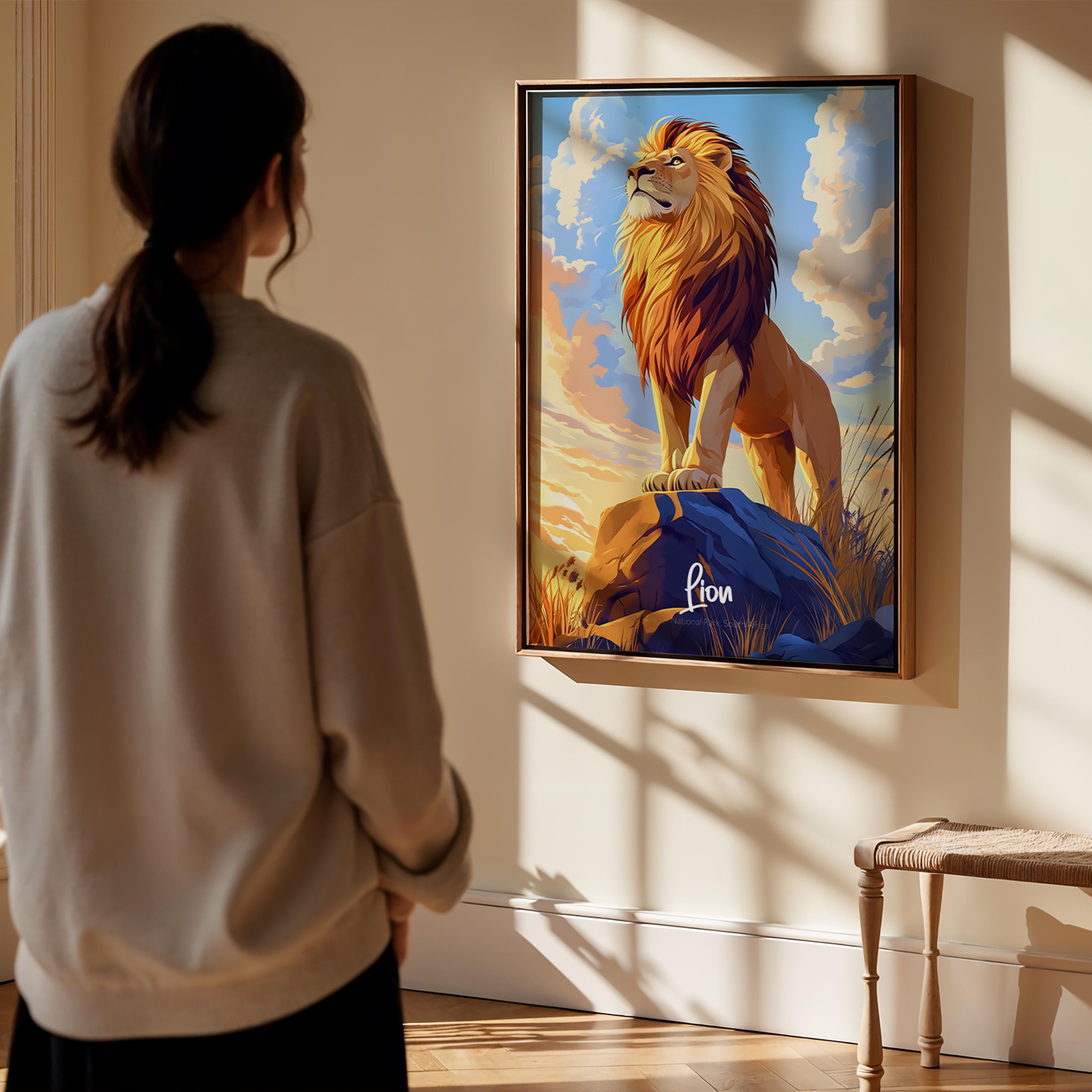 Fierce Lion Art Print: Safari Animal Wall Decor