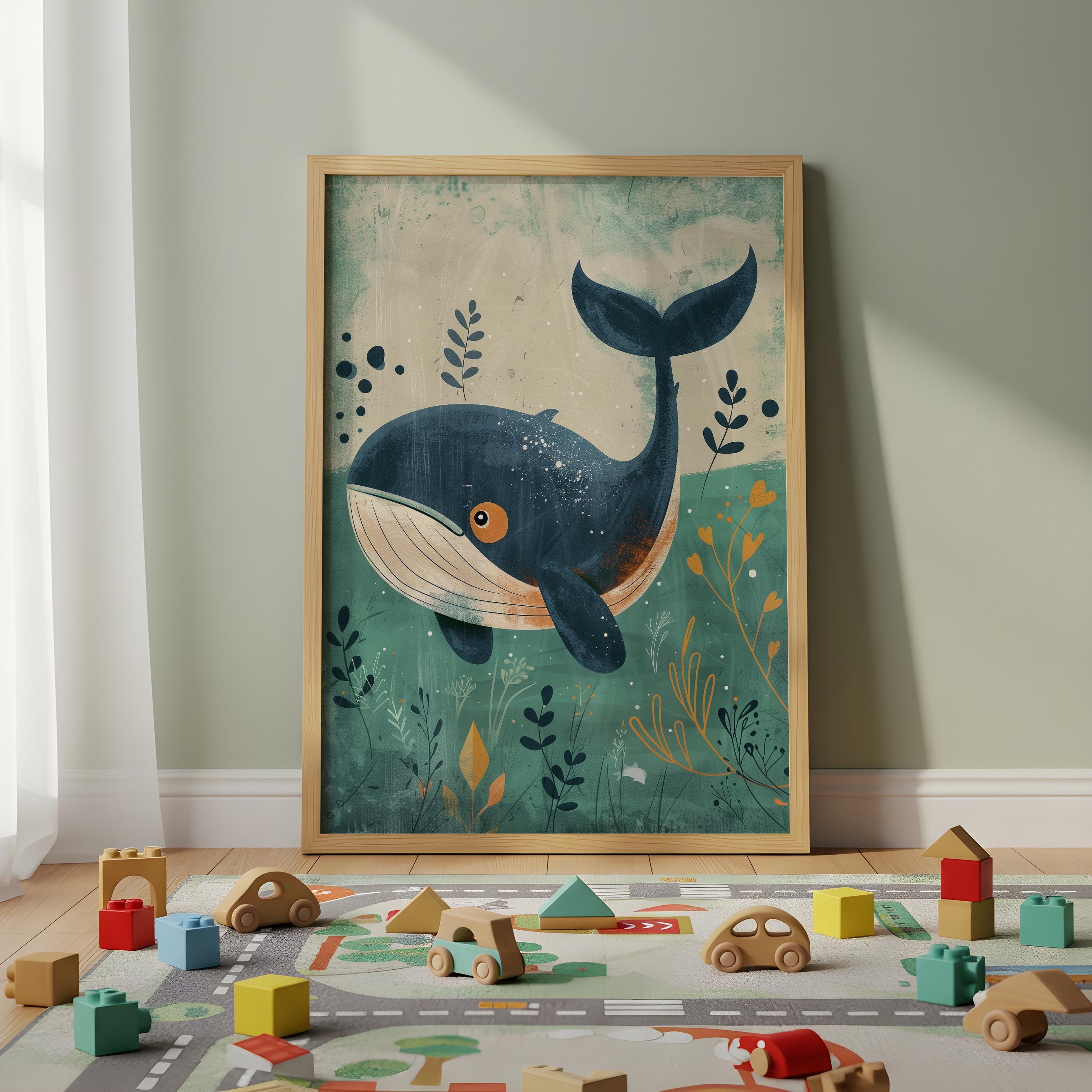 Whale Nursery Wall Art – Ocean Animal Print