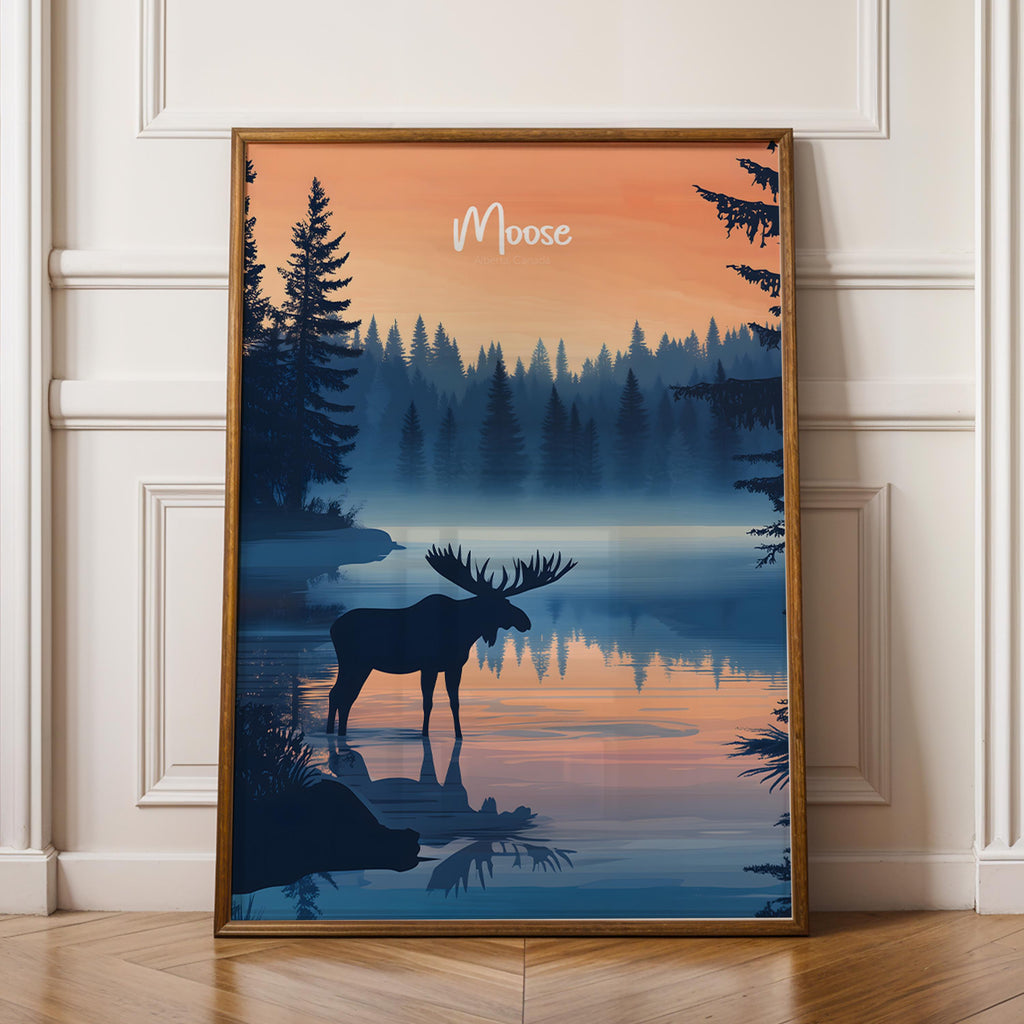 Rustic Moose Wall Art Print: Cabin Decor, Wildlife Poster