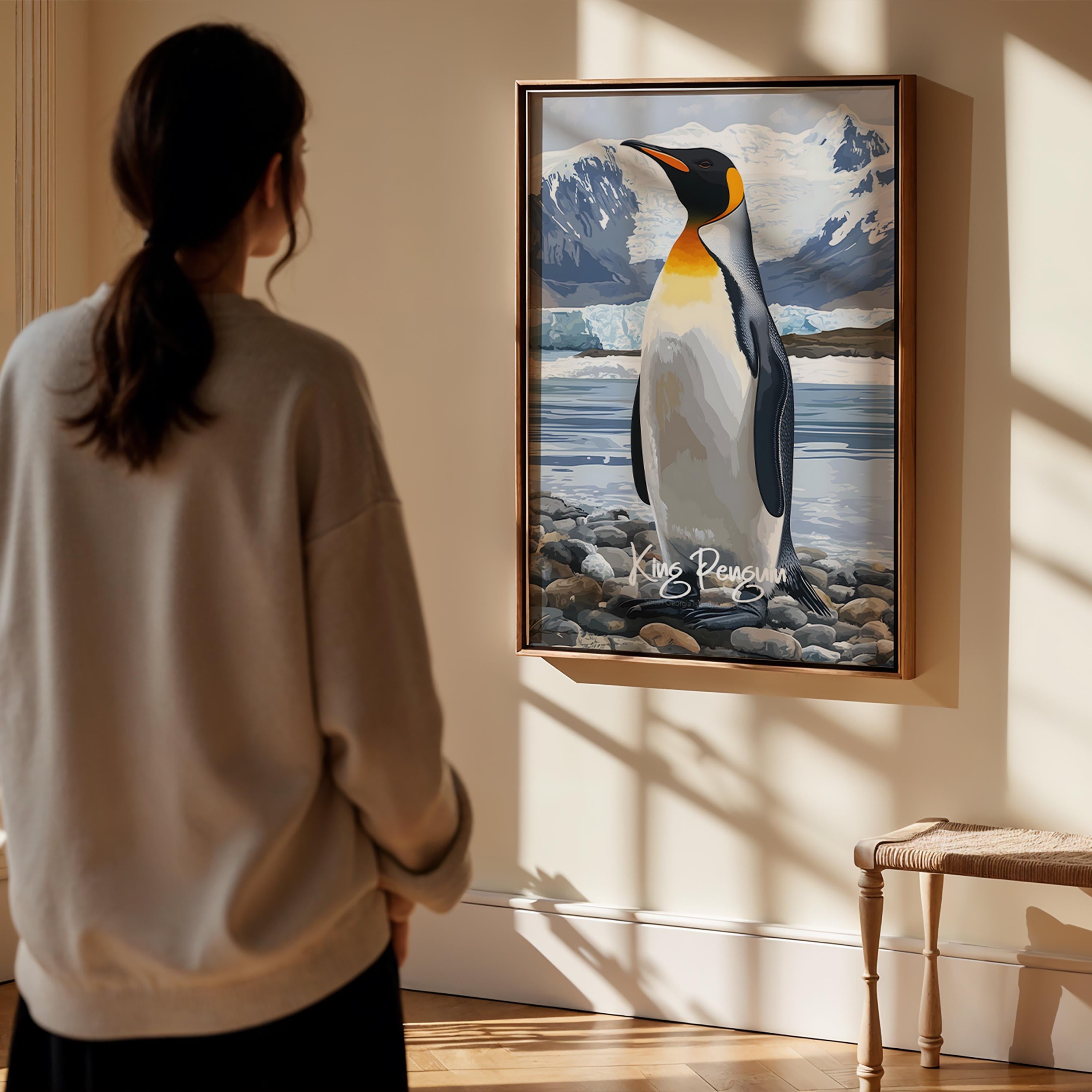 King Penguin Art Print: Tropical Wildlife Illustration, Nature Lover Gift