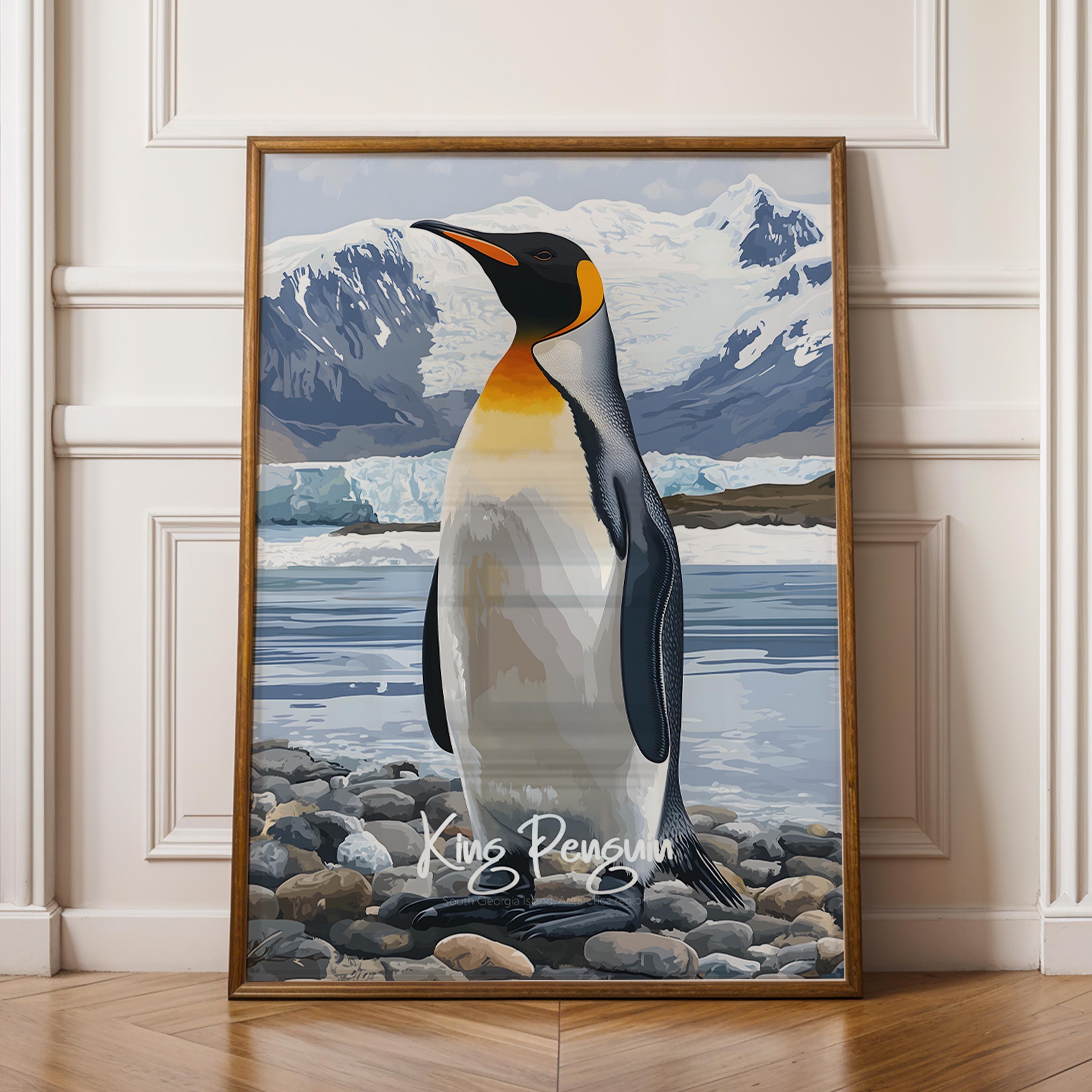 King Penguin Art Print: Tropical Wildlife Illustration, Nature Lover Gift