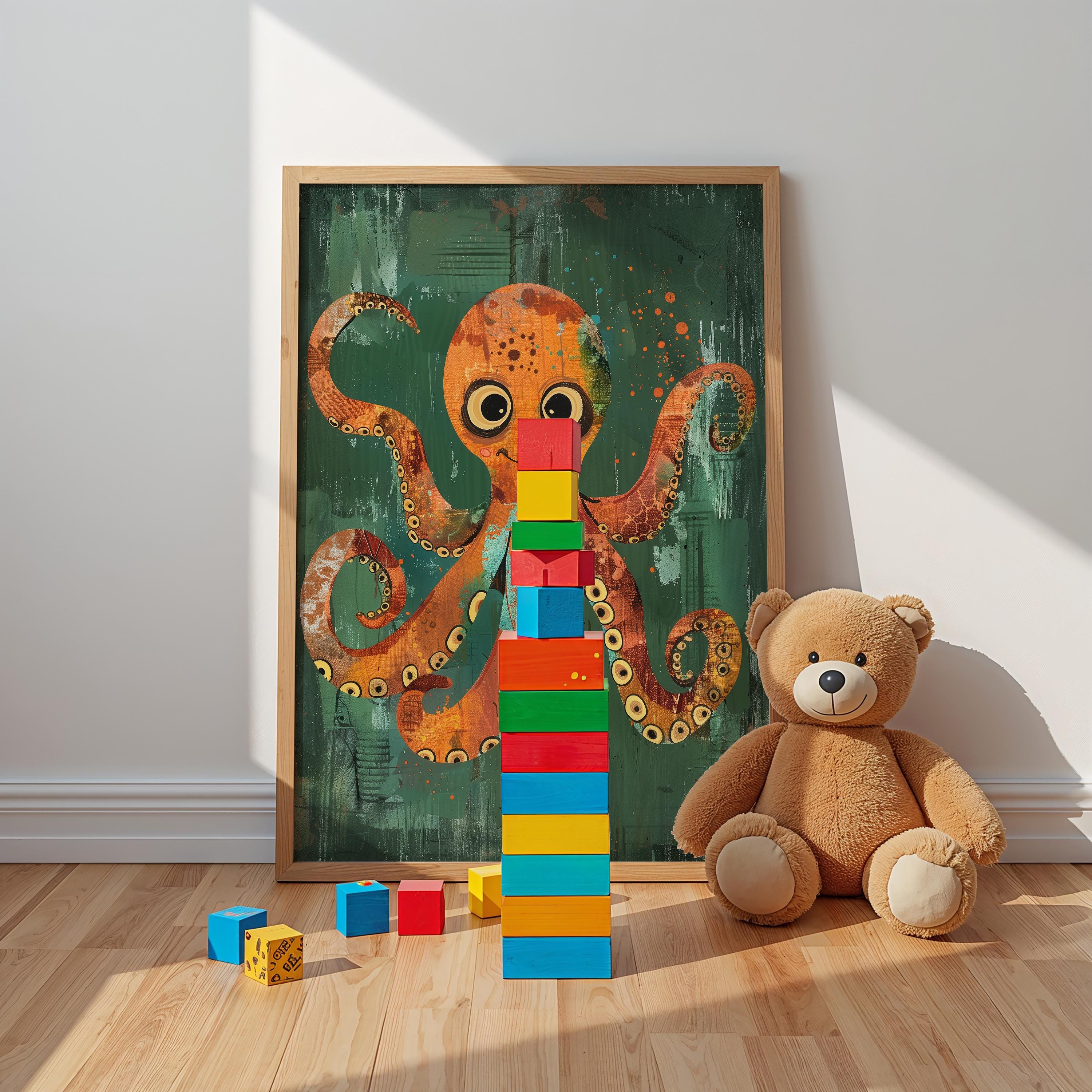Octopus Nursery Wall Art – Ocean Animal Print