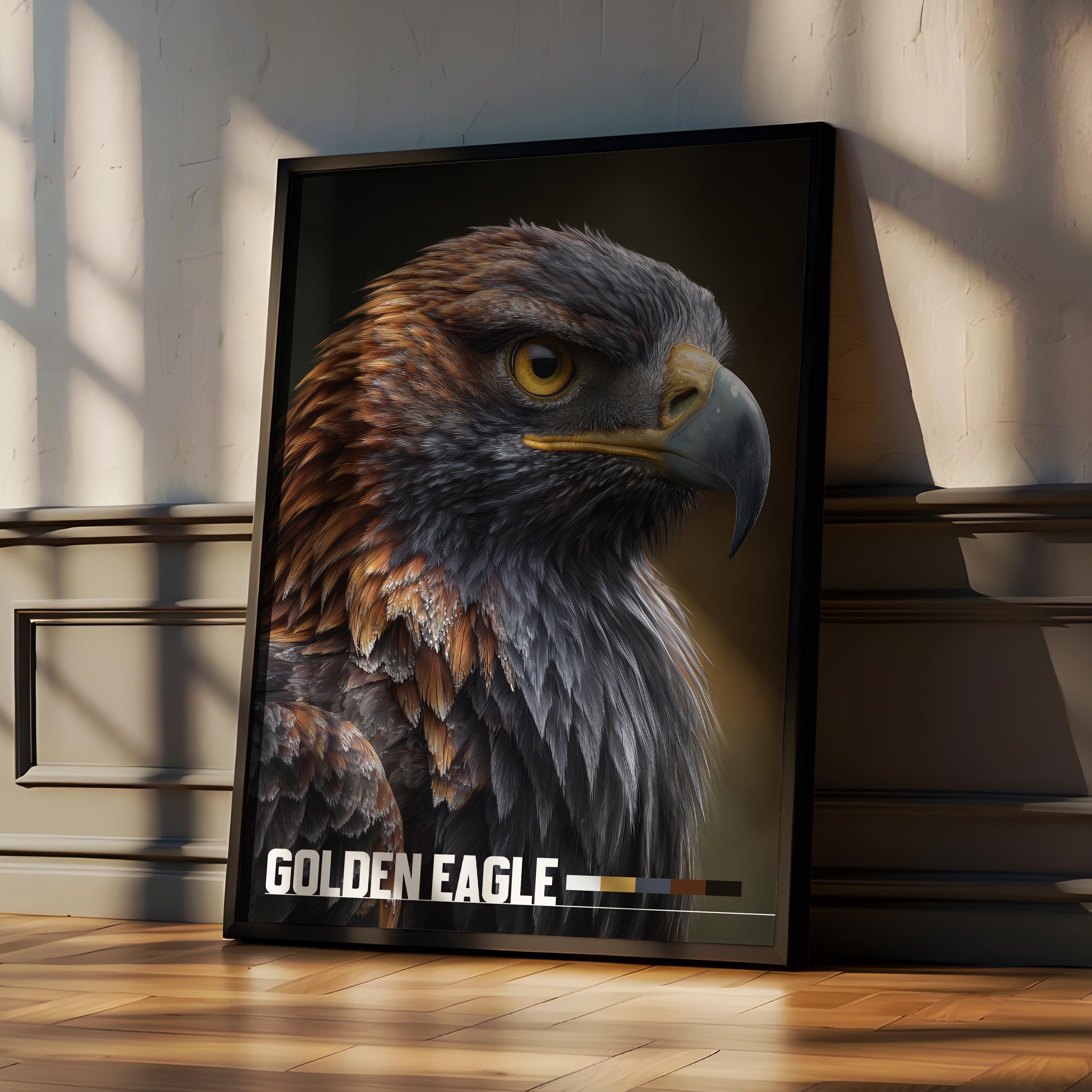 Golden Eagle Framed Poster: Majestic Bird Wall Art for Nursery or Kids Room