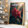 Poinsettia Christmas Poster – Elegant Holiday Wall Art Featuring the Flower of Christmas