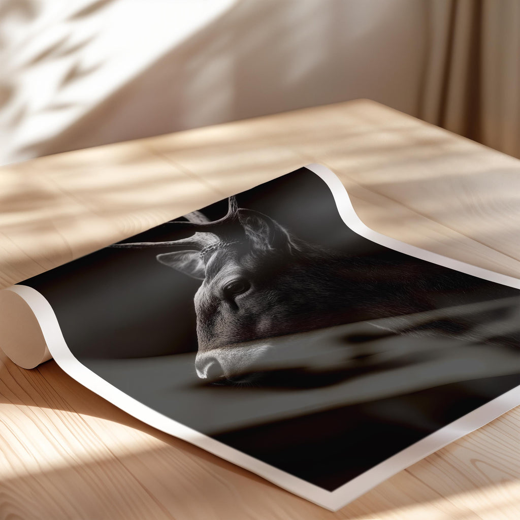 Black and White Deer Print: Elegant Wildlife Wall Art