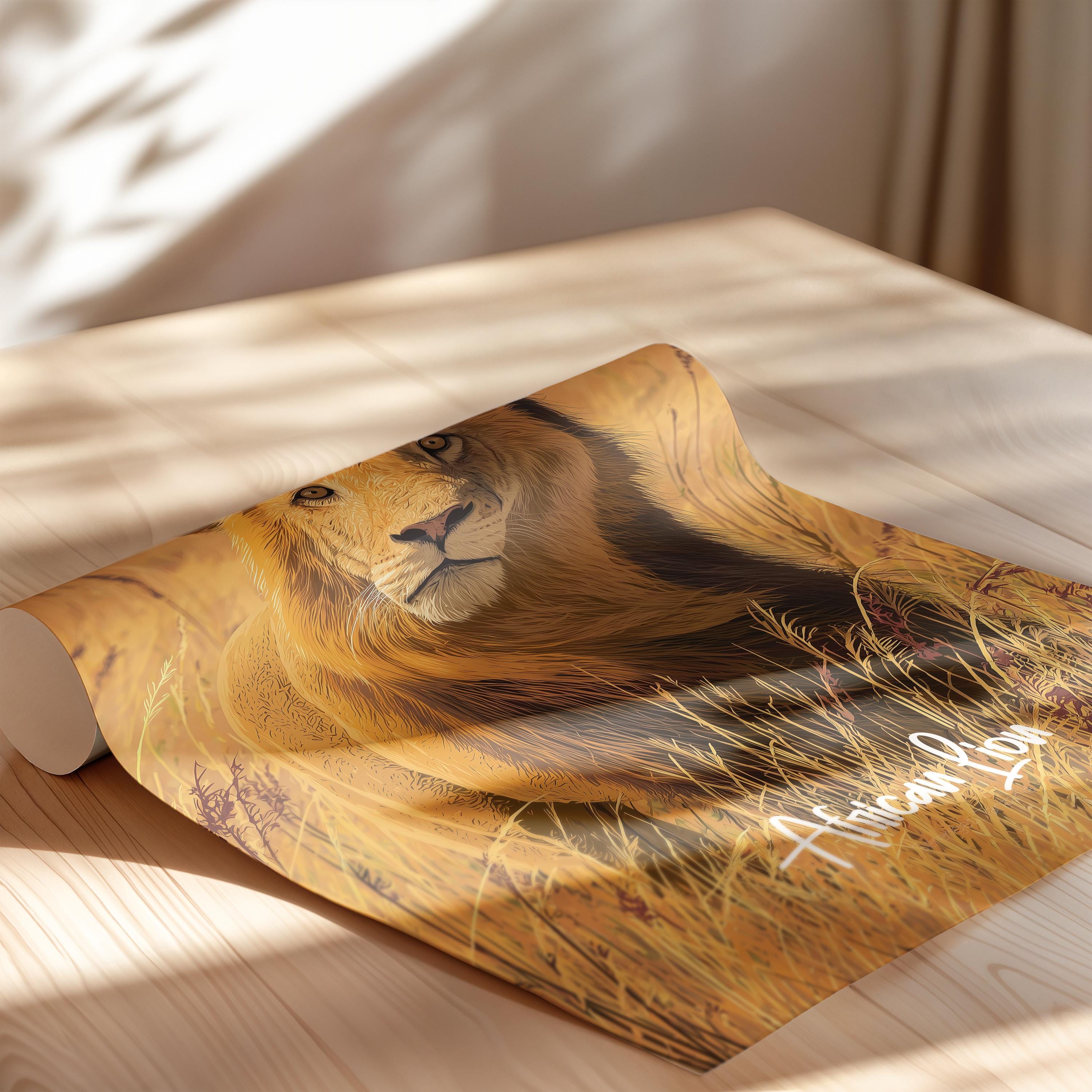 African Lion Wall Art Print: Safari Animal Decor