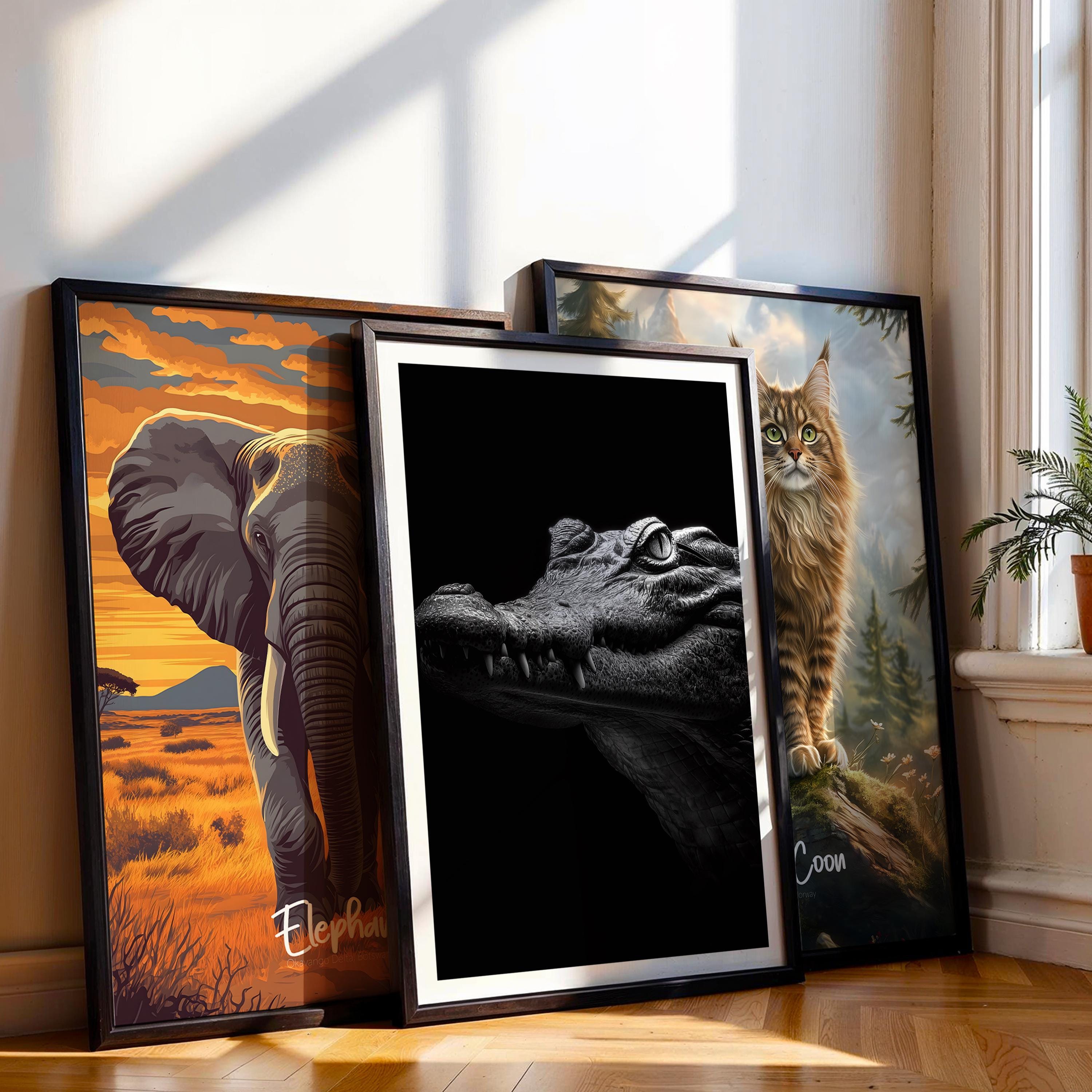 Monochrome Crocodile Print: Powerful Black and White Wildlife Wall Art