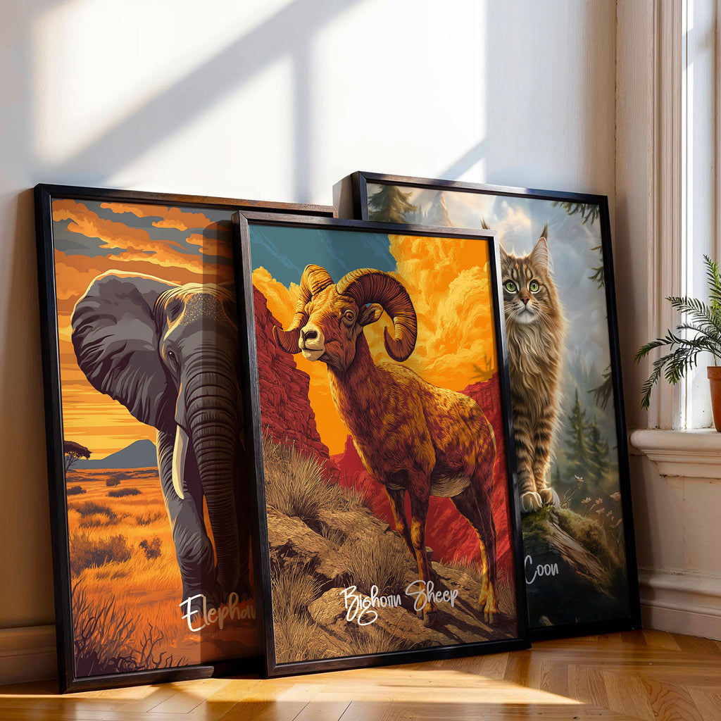 Bighorn Sheep Framed Poster: Mountain Animal Kids Room Decor