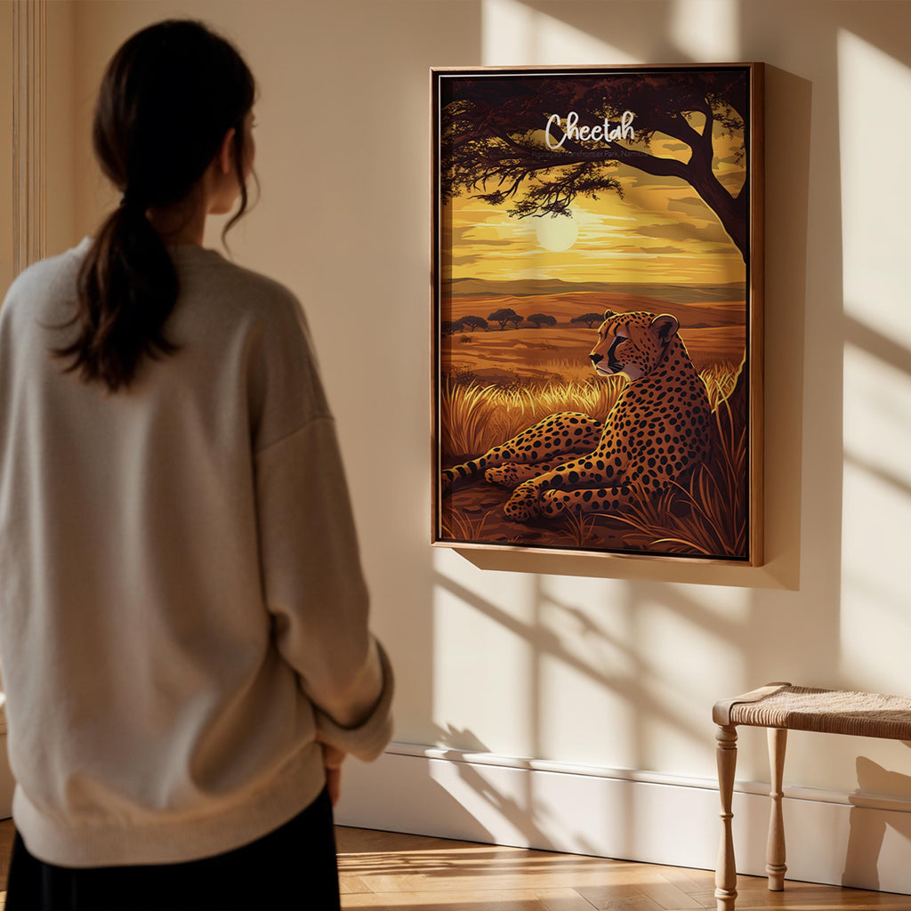 Cheetah Art Print: Modern Savannah Wildlife Illustration