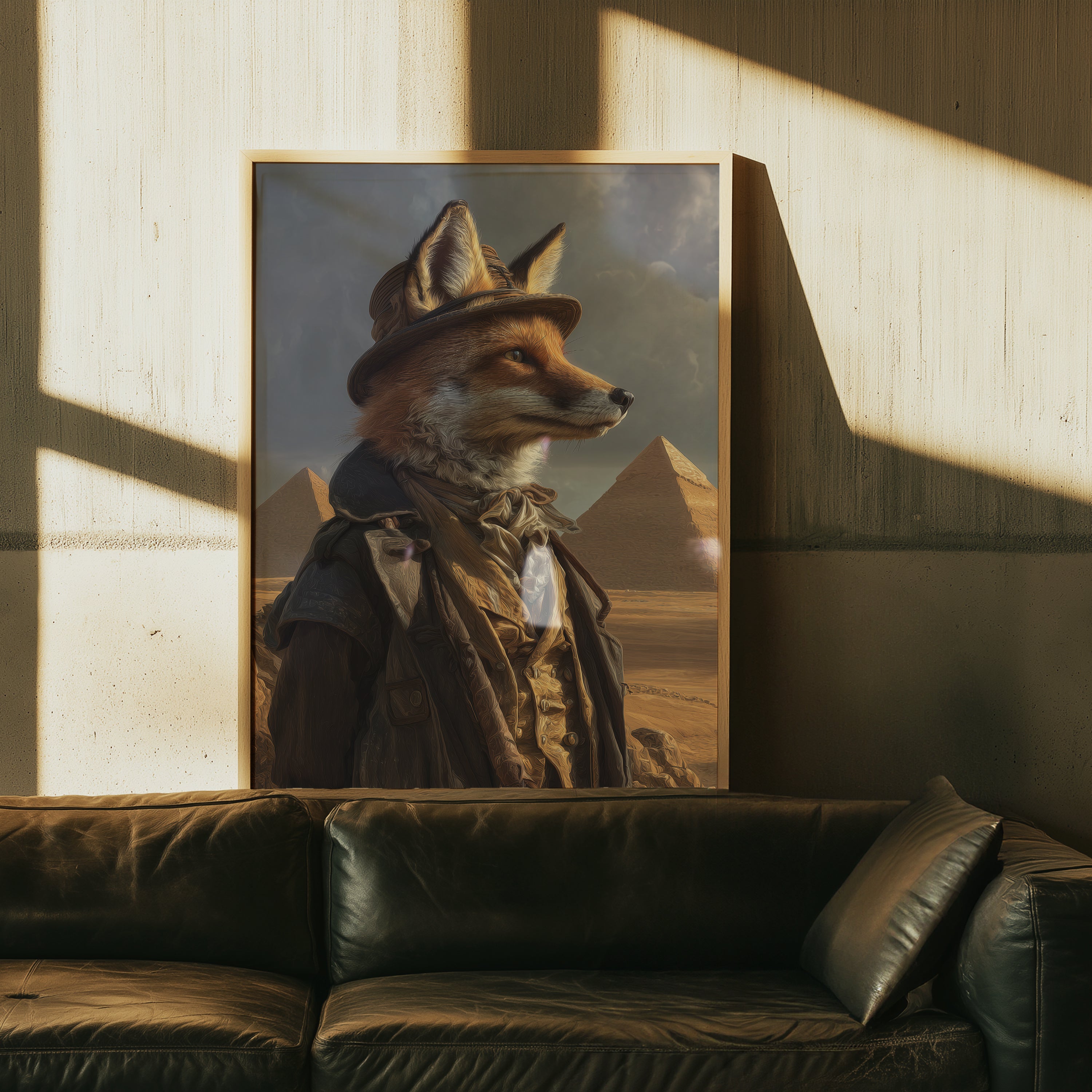 Victorian Fox Explorer Print: Giza Desert Animal Portrait