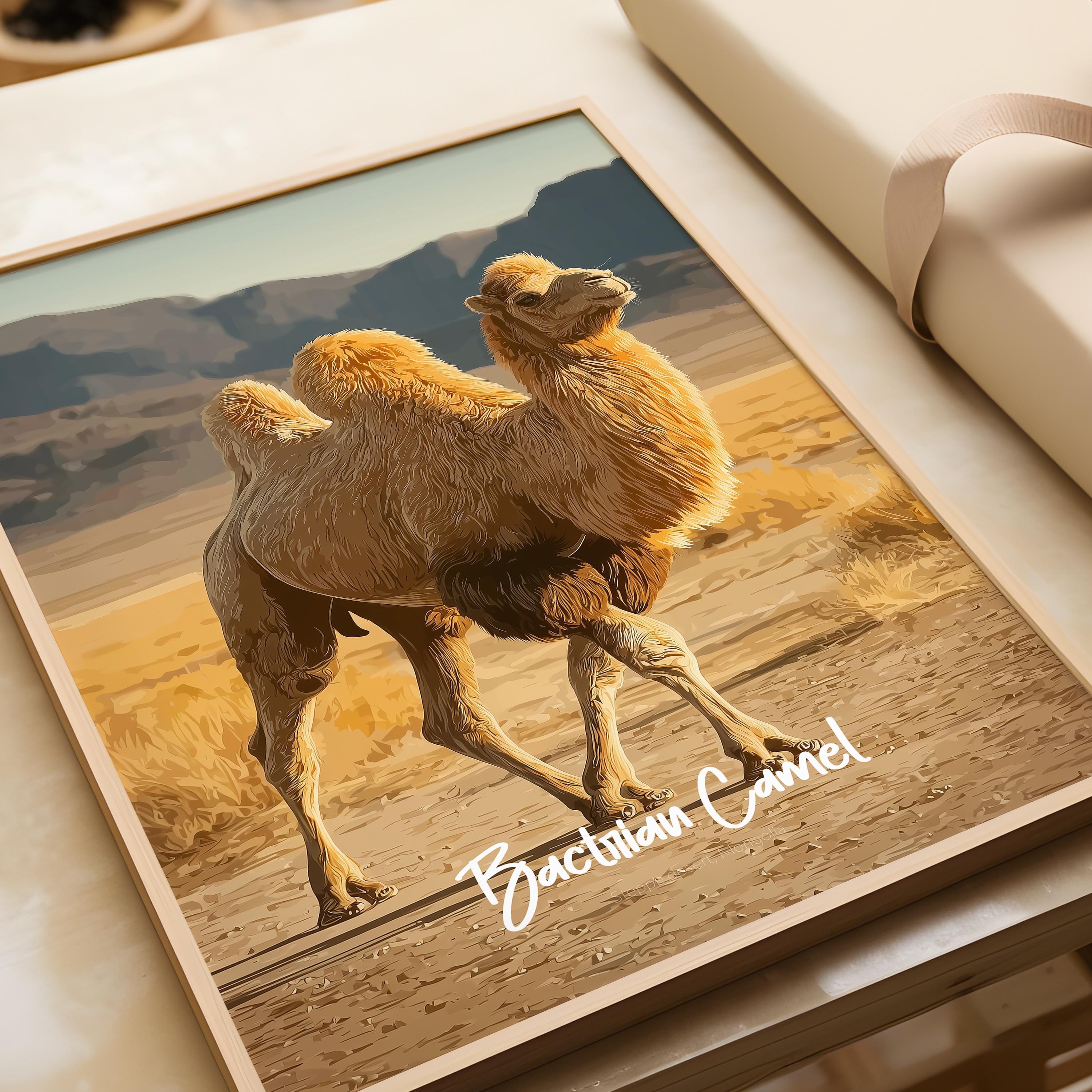 Bactrian Camel Framed Poster: Desert Animal Kids Room Decor