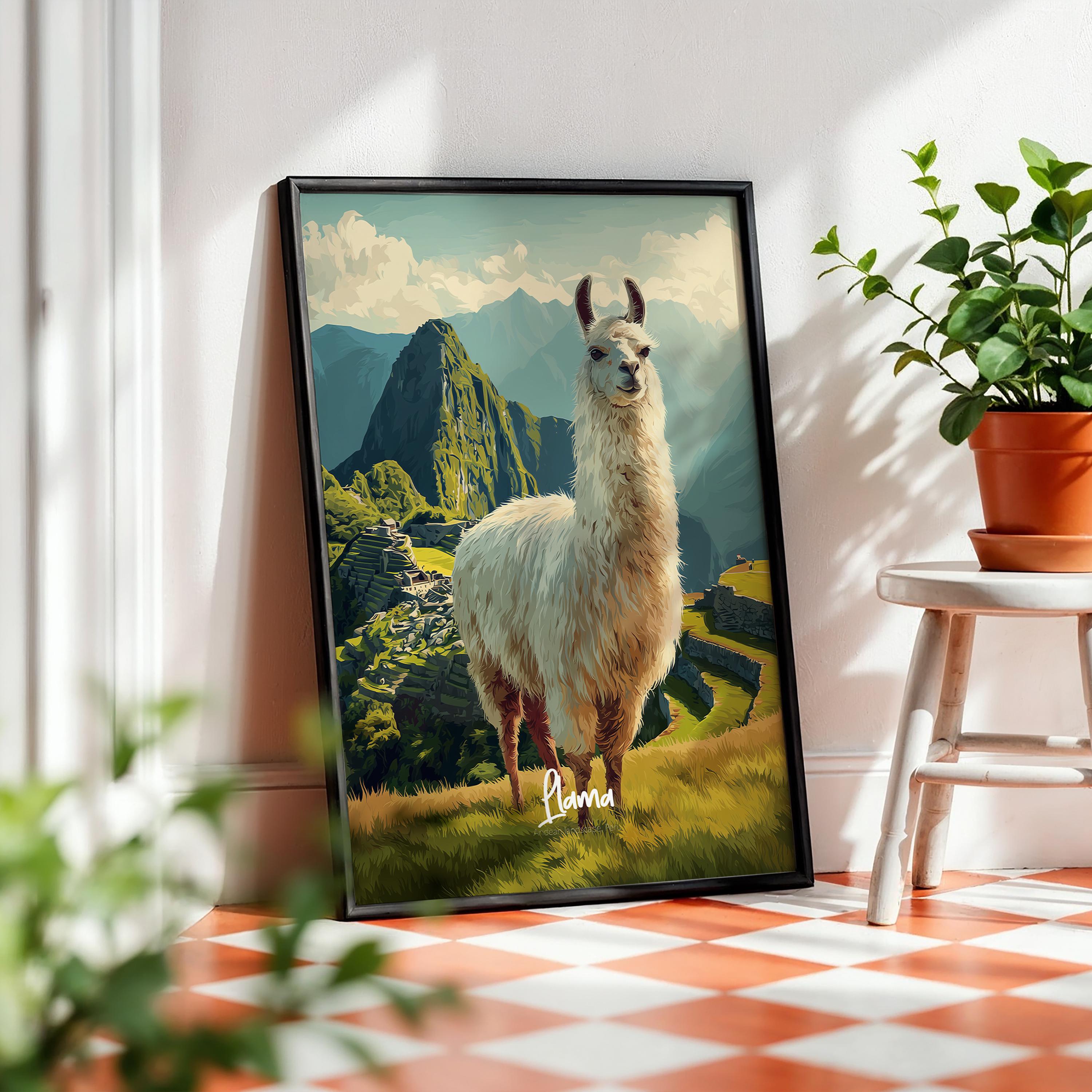 Llama Framed Poster: Boho Nursery Wall Art for Kids
