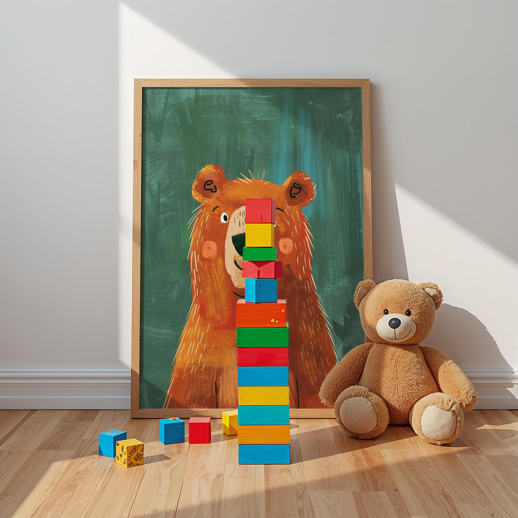 Bear Nursery Wall Art – Woodland Animal Print for Kids