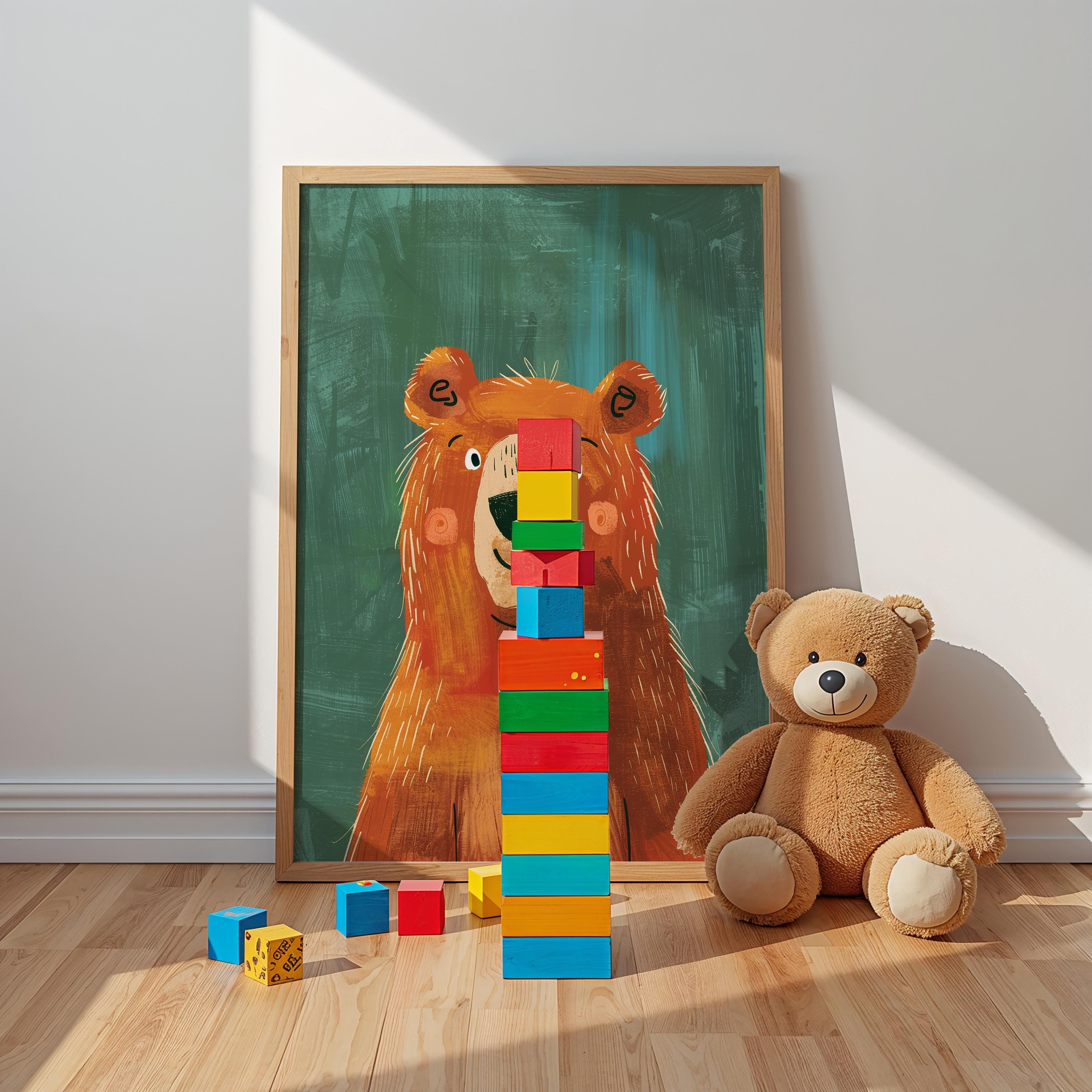 Bear Nursery Wall Art – Woodland Animal Print for Kids