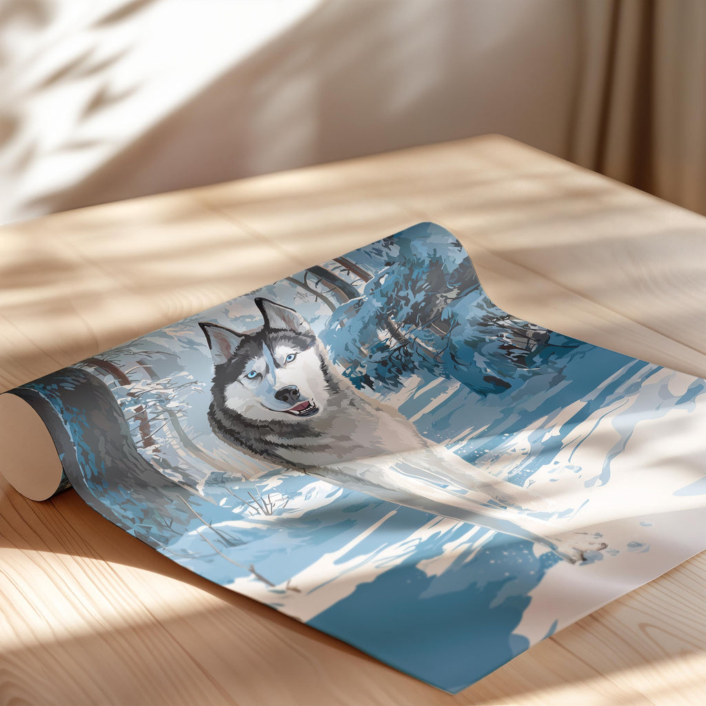 Blue-Eyed Husky Print: Dog Lover Wall Art, Cabin Decor