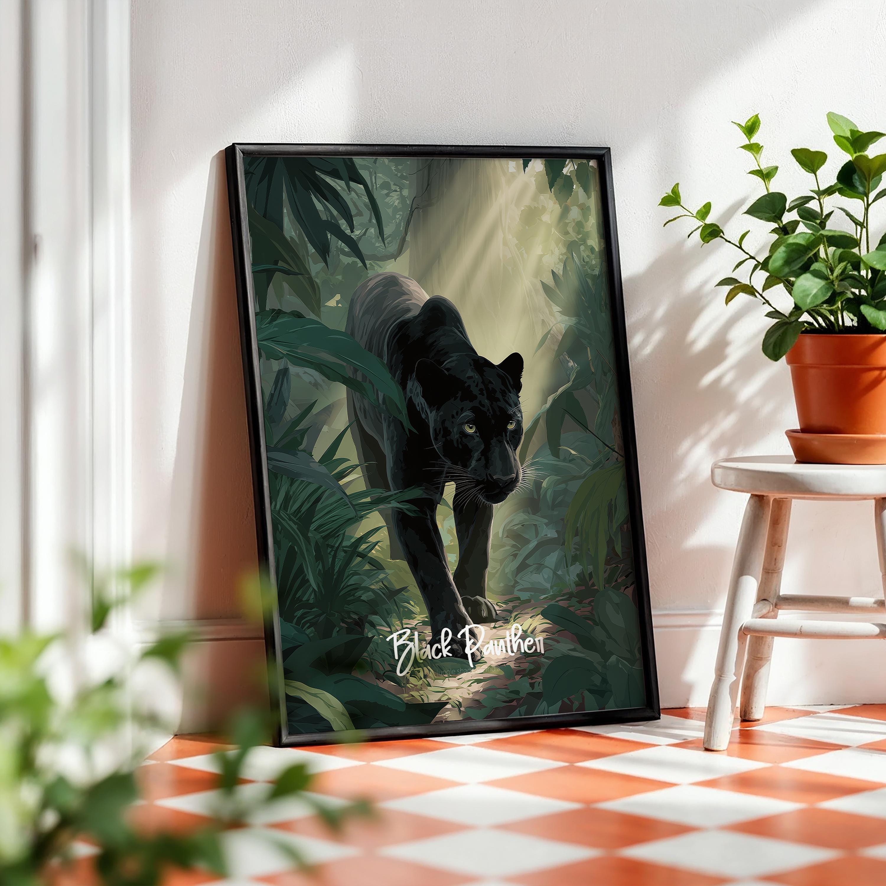 Black Panther Framed Poster: Jungle Nursery Wall Art