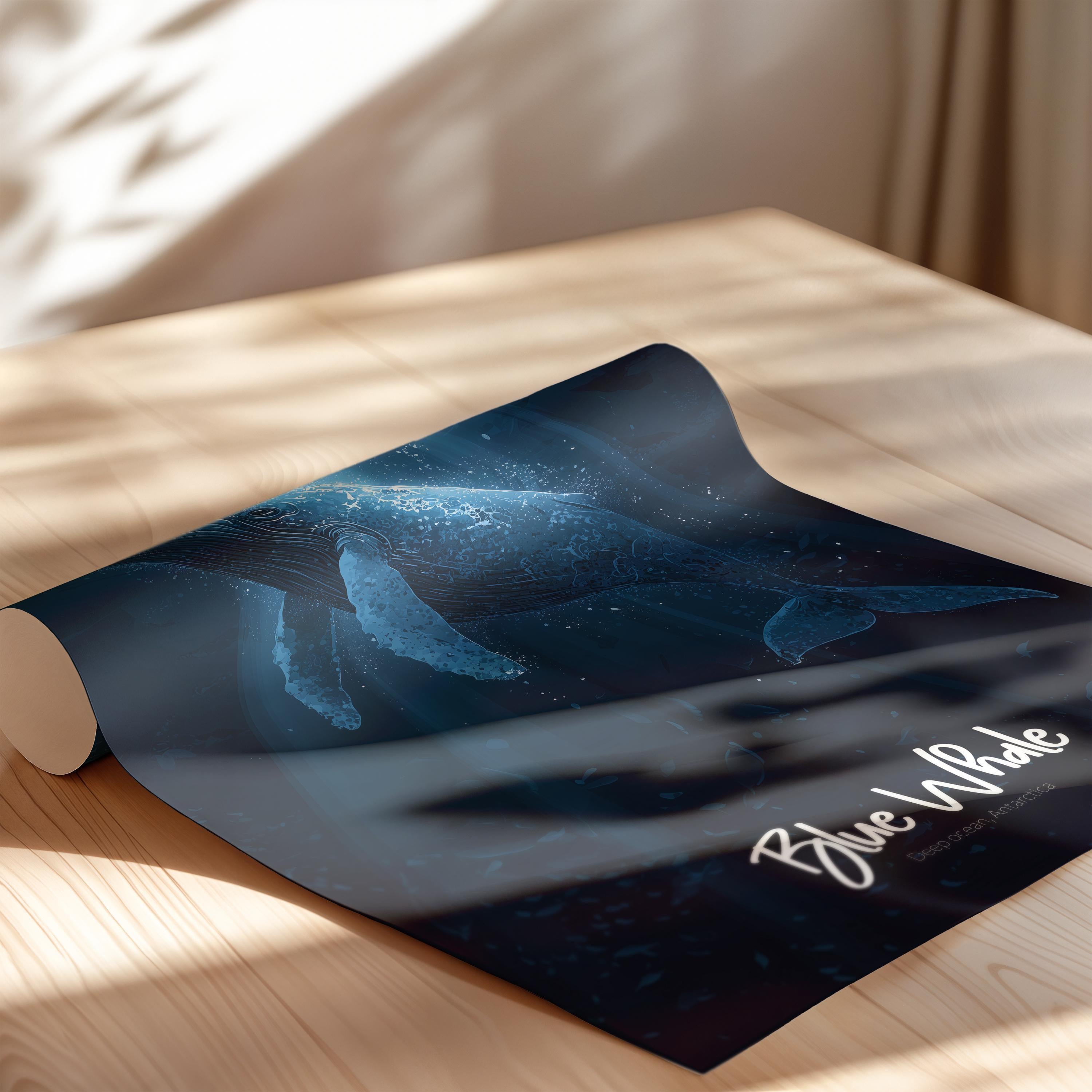 Blue Whale Framed Poster: Ocean Nursery Wall Art