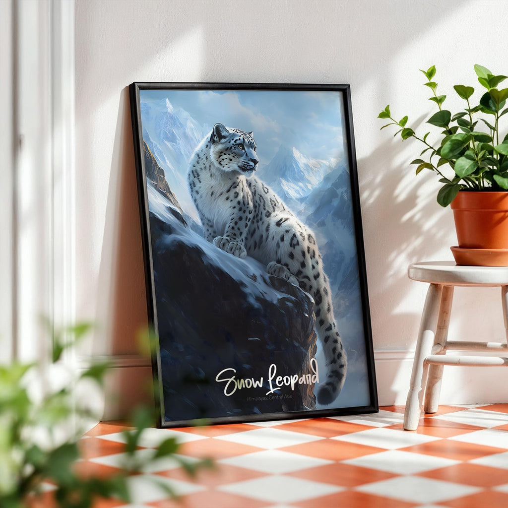 Snow Leopard Himalayas Print: Wildlife Art, Nature Poster