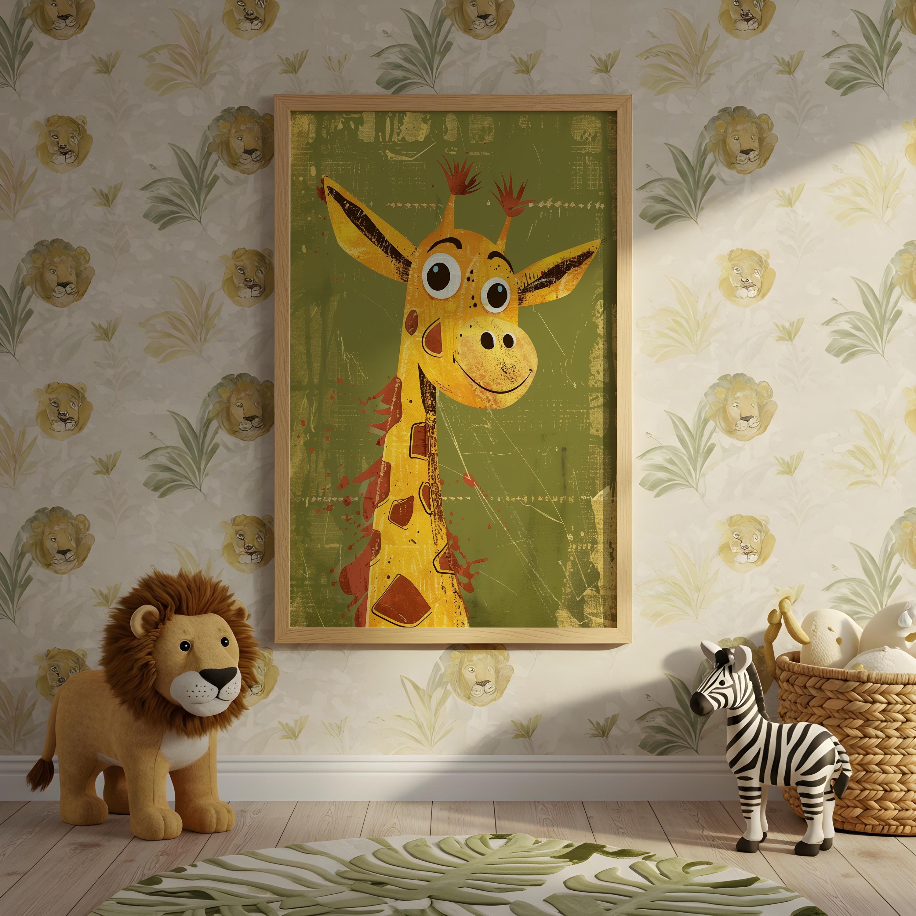 Giraffe Nursery Wall Art – Safari Animal Print for Kids