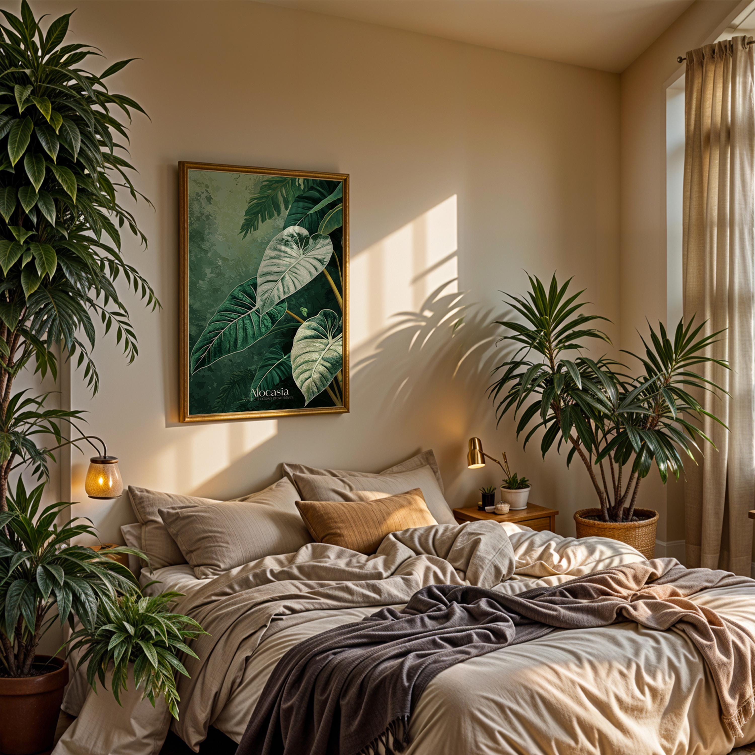 Alocasia Dragon Scale Print: Tropical Botanical Wall Art, Plant Lover Gift