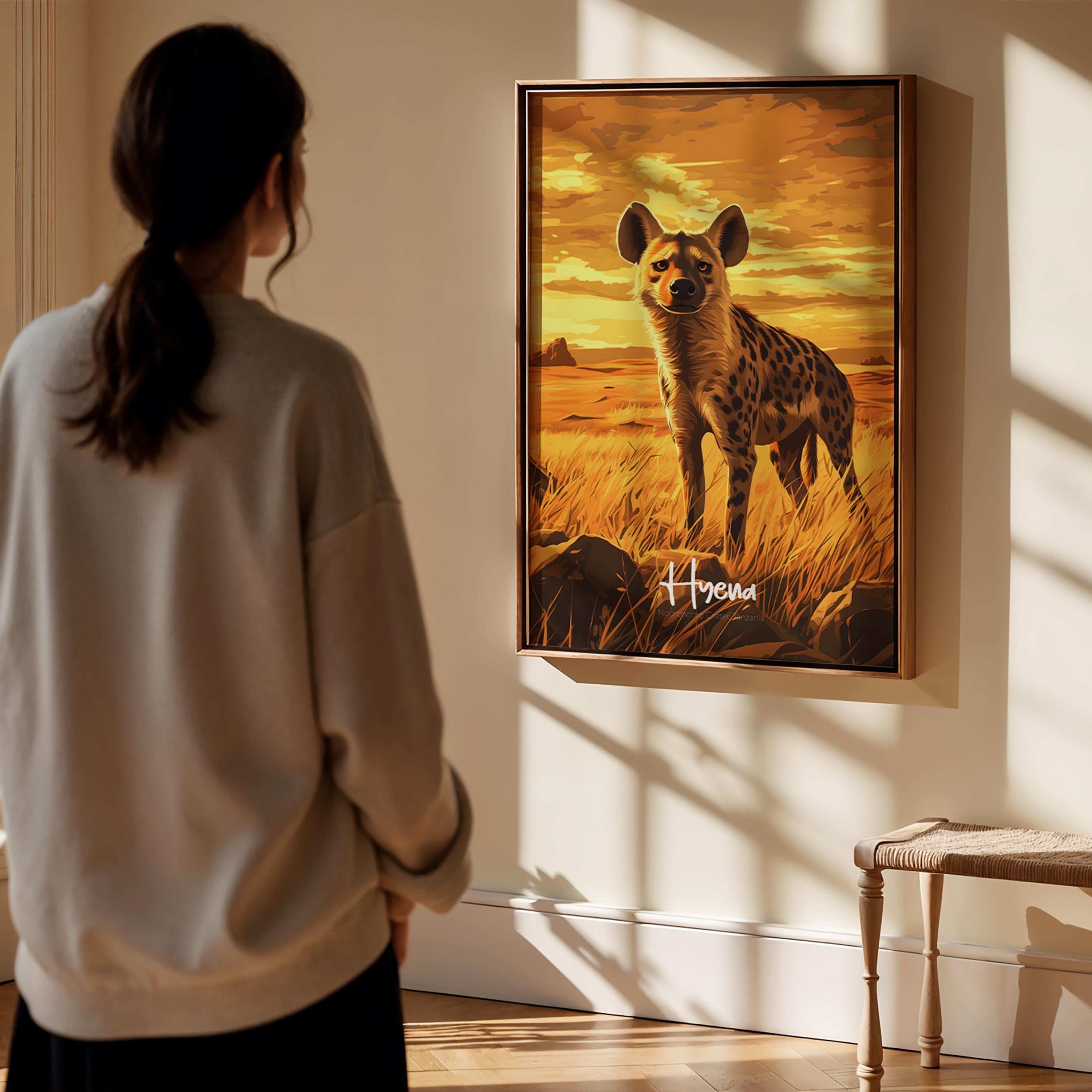 Hyena Framed Art Print: Modern Safari Wall Decor