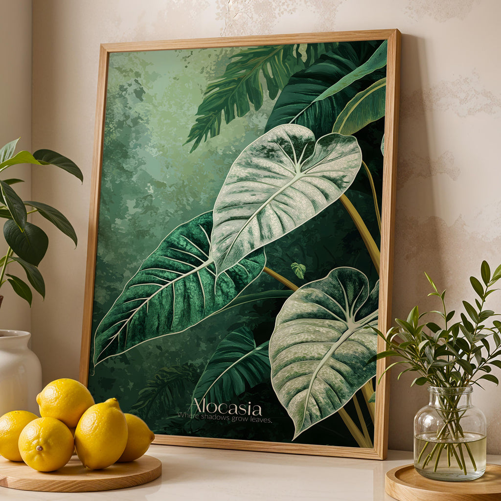 Alocasia Dragon Scale Print: Tropical Botanical Wall Art, Plant Lover Gift