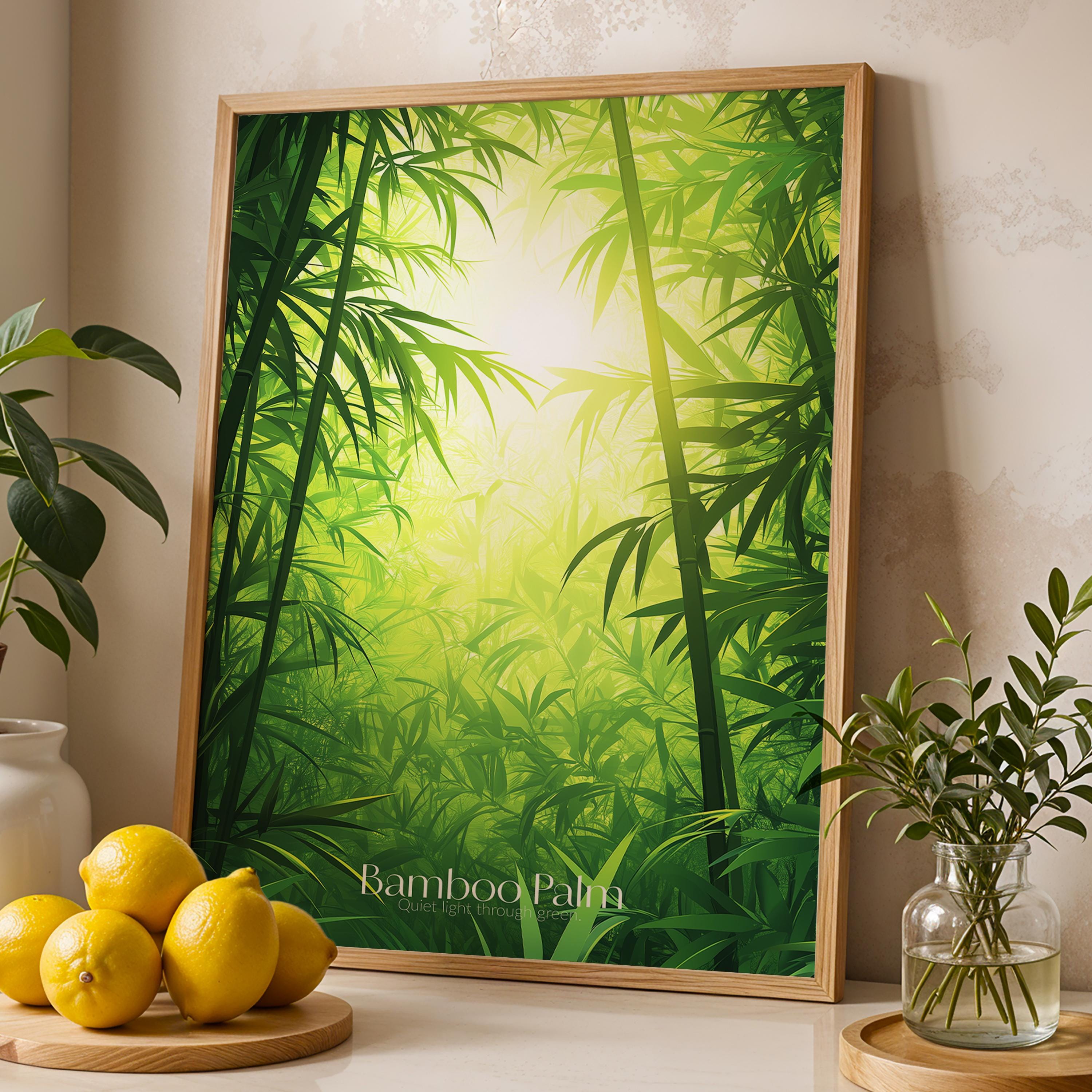 Bamboo Palm Print: Tropical Botanical Plant Illustration, Green Leaf Wall Art