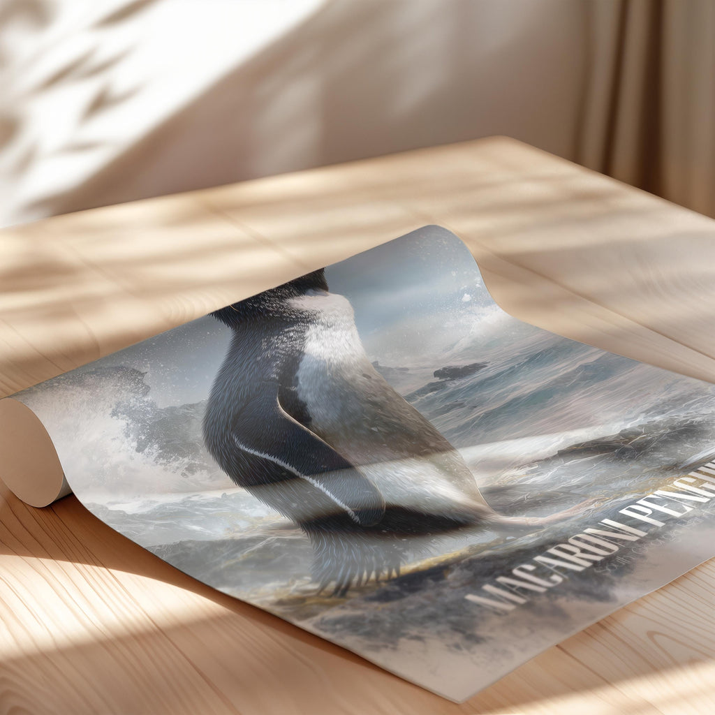 Macaroni Penguin Art Print: Colourful Antarctic Wildlife Decor