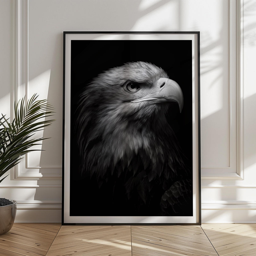 Majestic Eagle Art Print: Black and White Wildlife Poster
