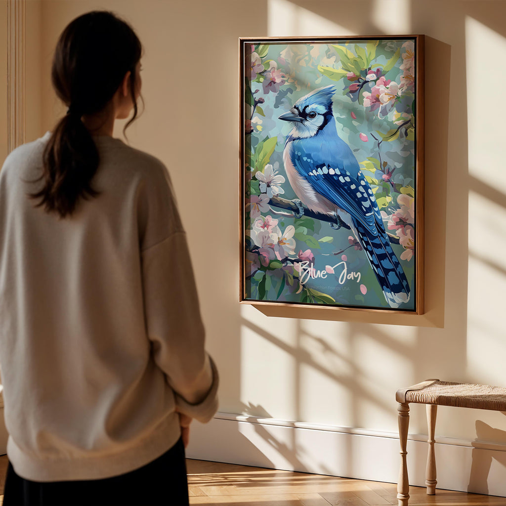 Blue Jay Print: Rustic Bird Illustration, Nature Wall Art