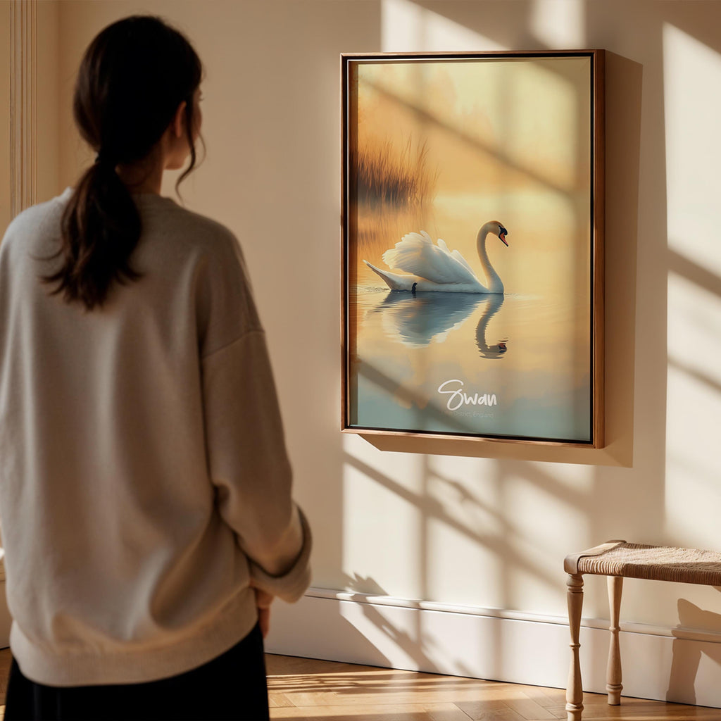 Swan Lake Art Print: Minimalist Bird Illustration, Nature Decor