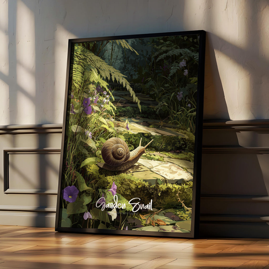 Whimsical Garden Snail Print: Nature-Inspired Kids Room Decor