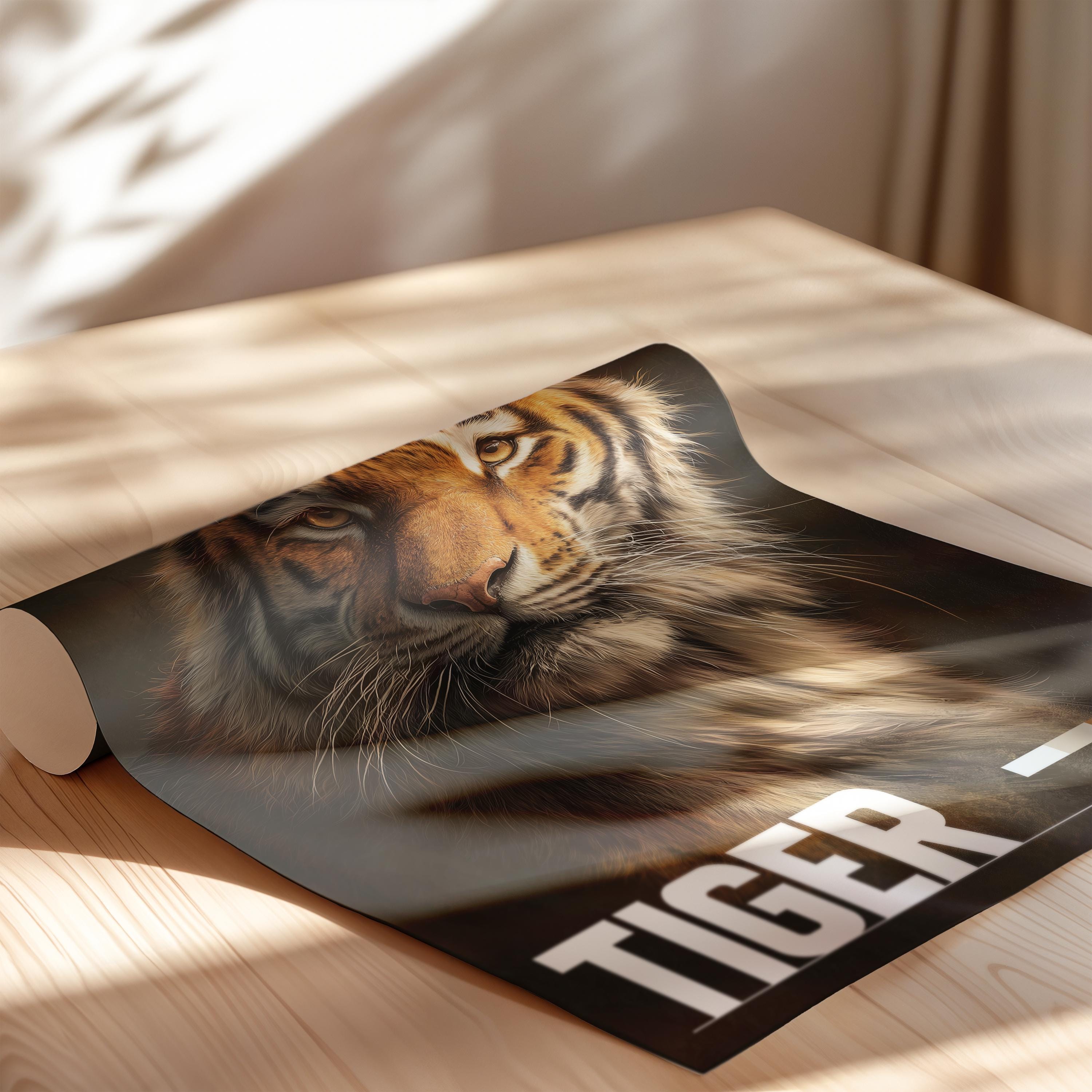 Tiger Framed Poster: Wild Big Cat Wall Art for Nursery or Kids Room