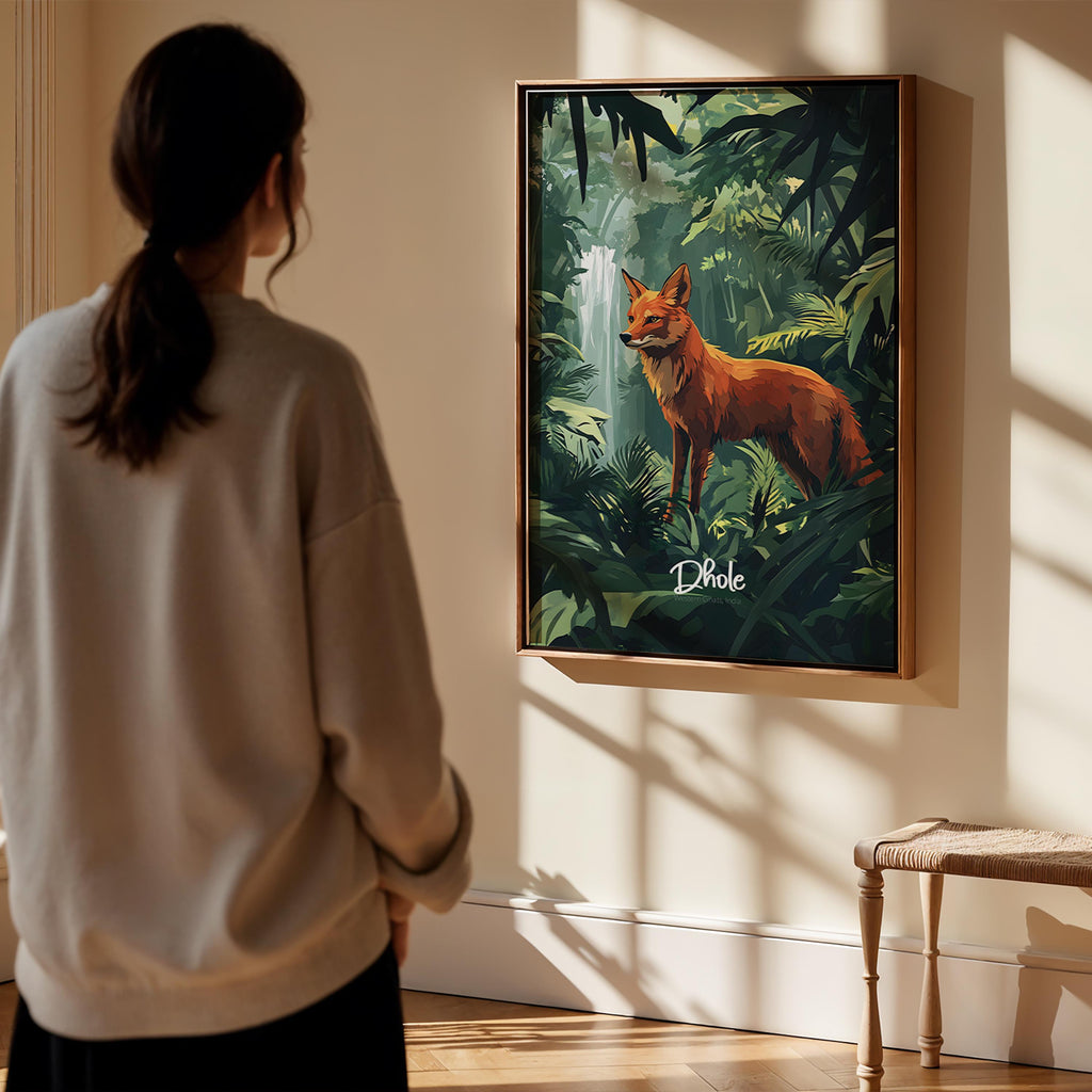 Dhole Wildlife Art Print: Exotic Wild Dog Illustration