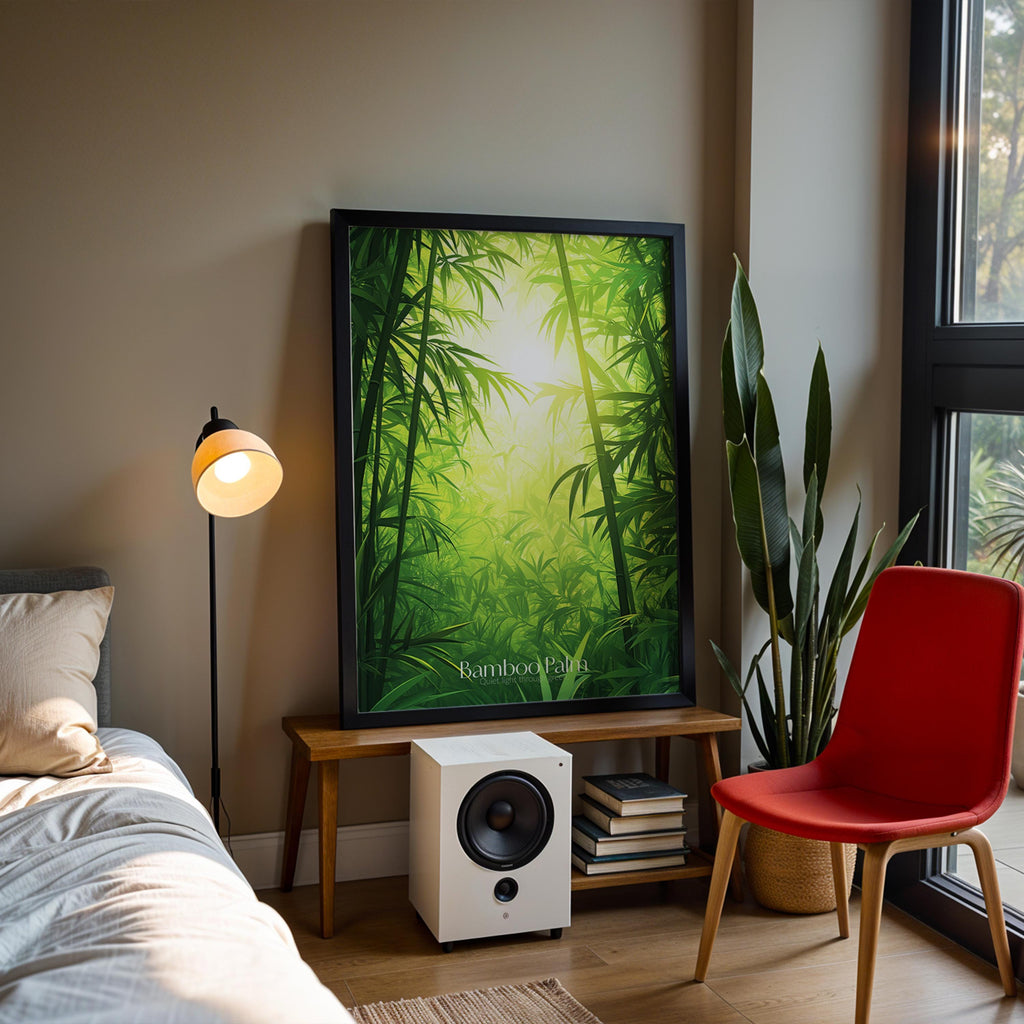 Bamboo Palm Print: Tropical Botanical Plant Illustration, Green Leaf Wall Art